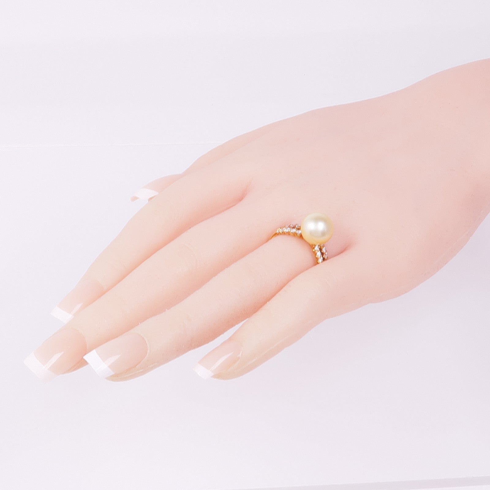 JEWELRY 18K黃金Pearl Diamond Ring珍珠/鑽石戒指US#8