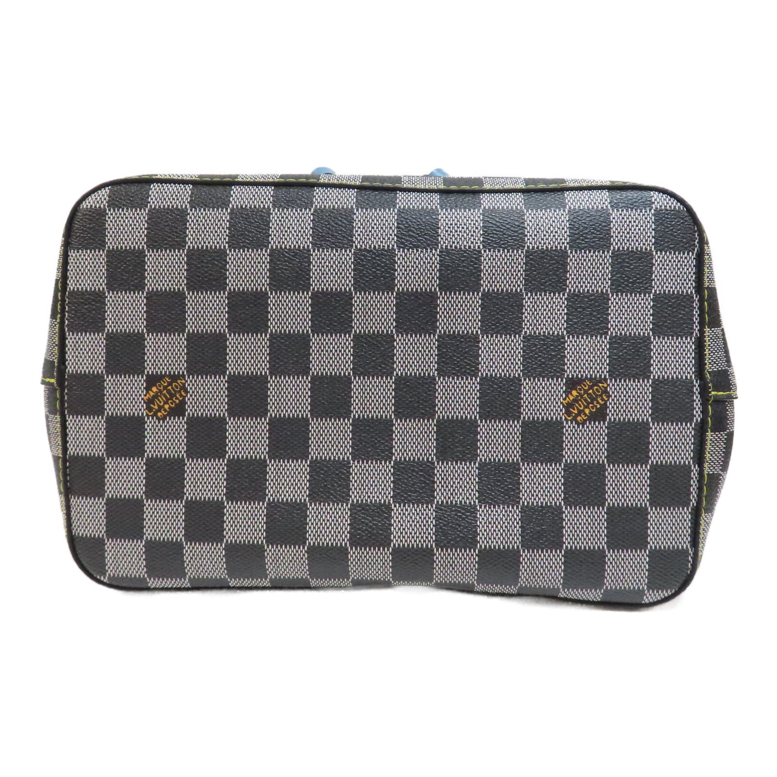 LOUIS VUITTON Damier NéoNoé MM銀扣肩背袋黑色/白色/藍色