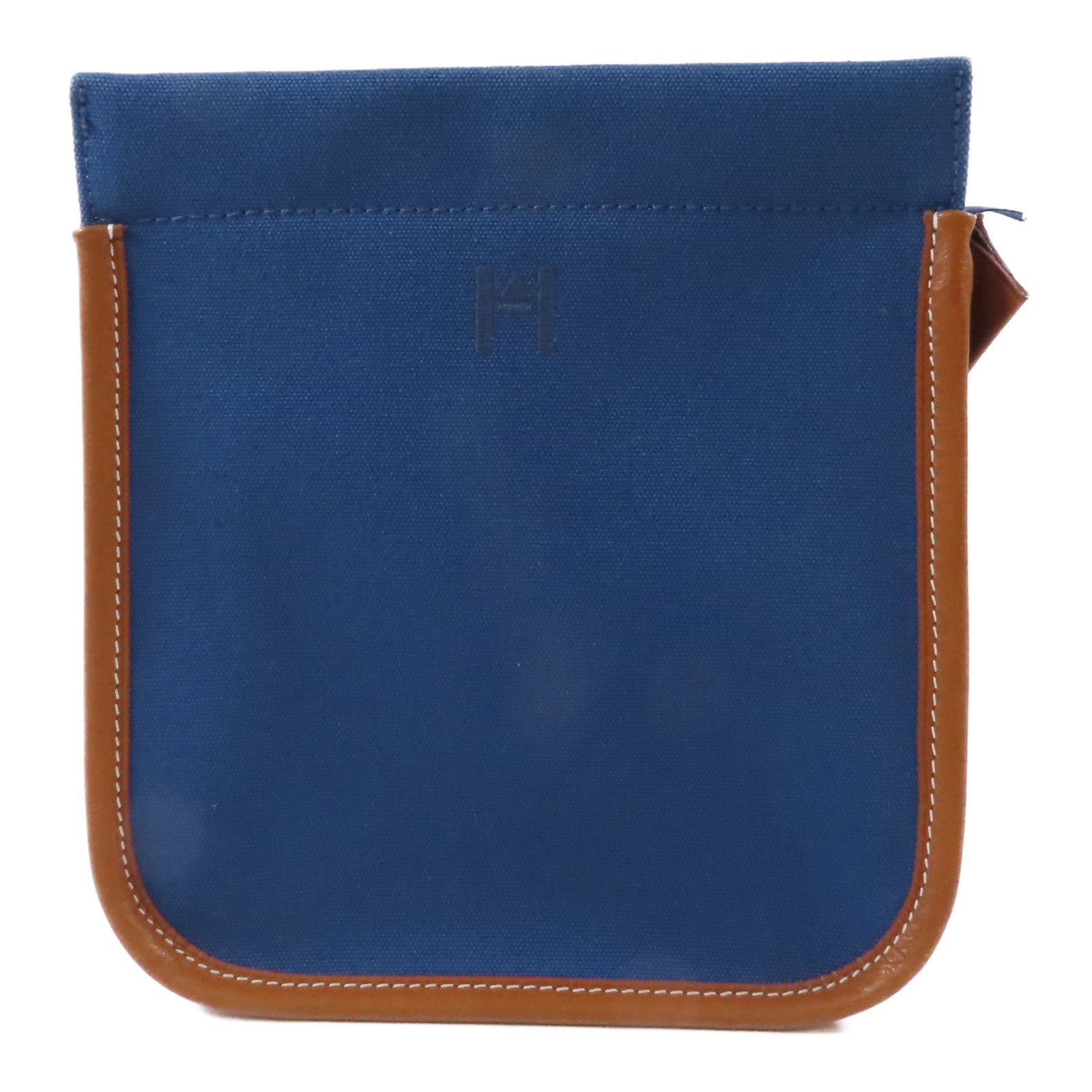 HERMES 帆布Pouch銀扣小袋