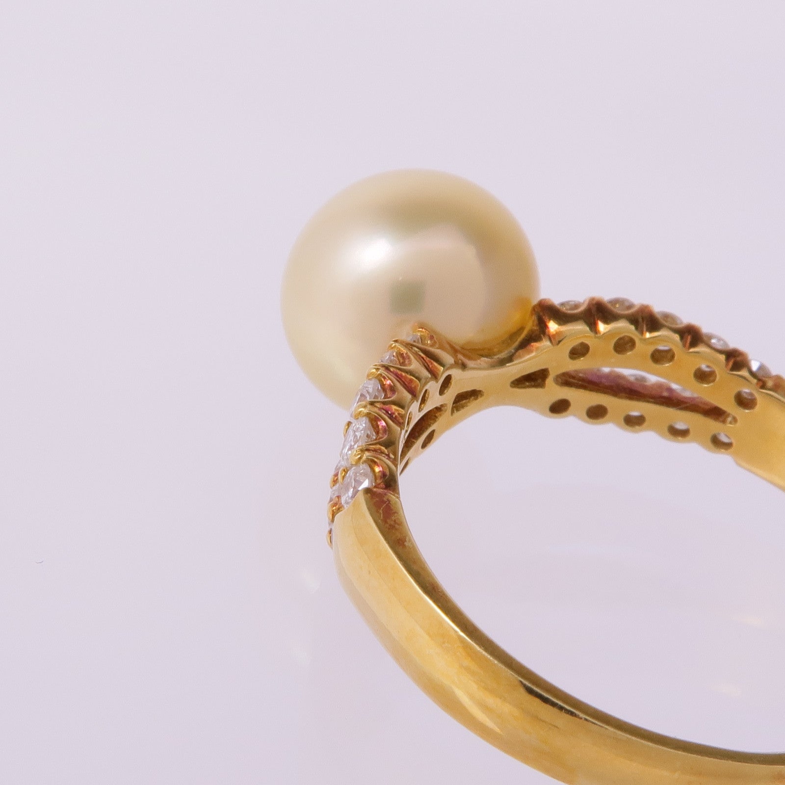 JEWELRY 18K黃金Pearl Diamond Ring珍珠/鑽石戒指US#8
