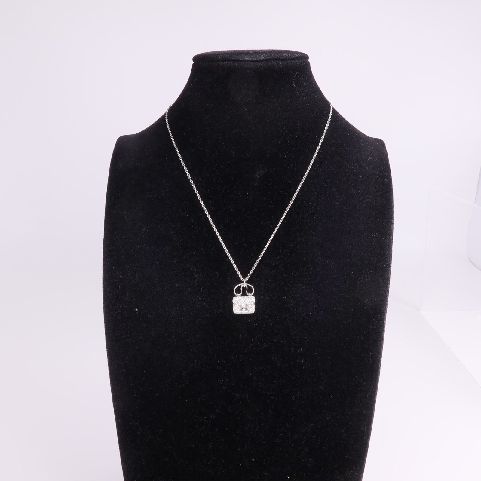 HERMES 18K白金Amulettes Constance Pendant鑽石項鍊