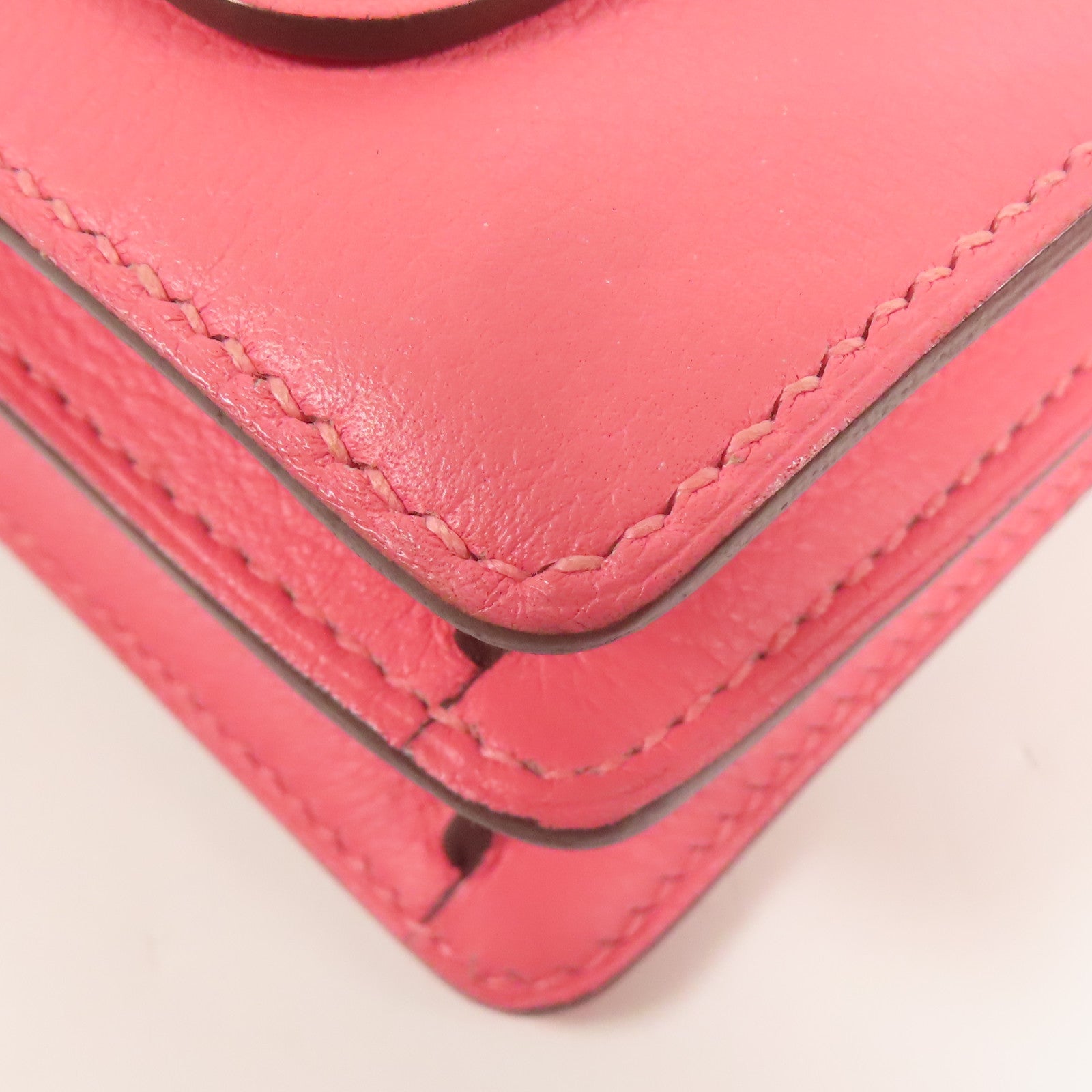 HERMES Evercolor皮革Mini Roulis銀扣肩背袋Rose Azalee