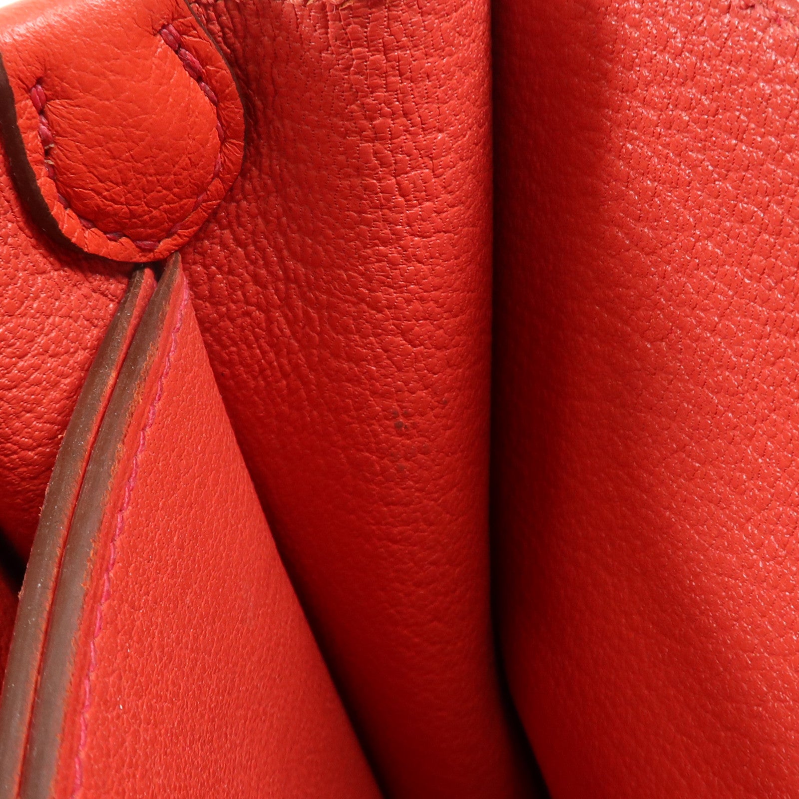 HERMES Clemence皮革Roulis Mini銀扣肩背袋Rouge Tomate