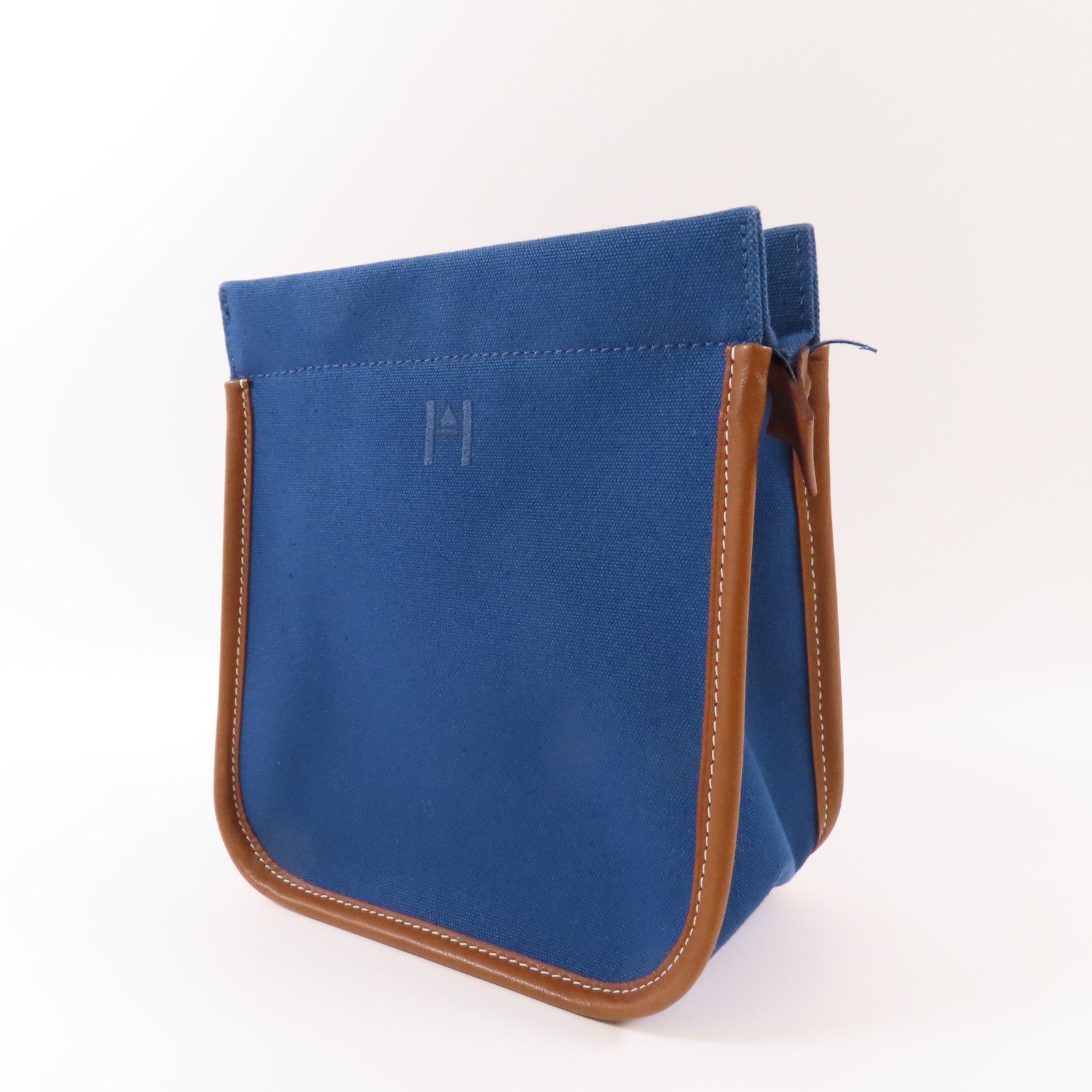 HERMES 帆布Pouch銀扣小袋