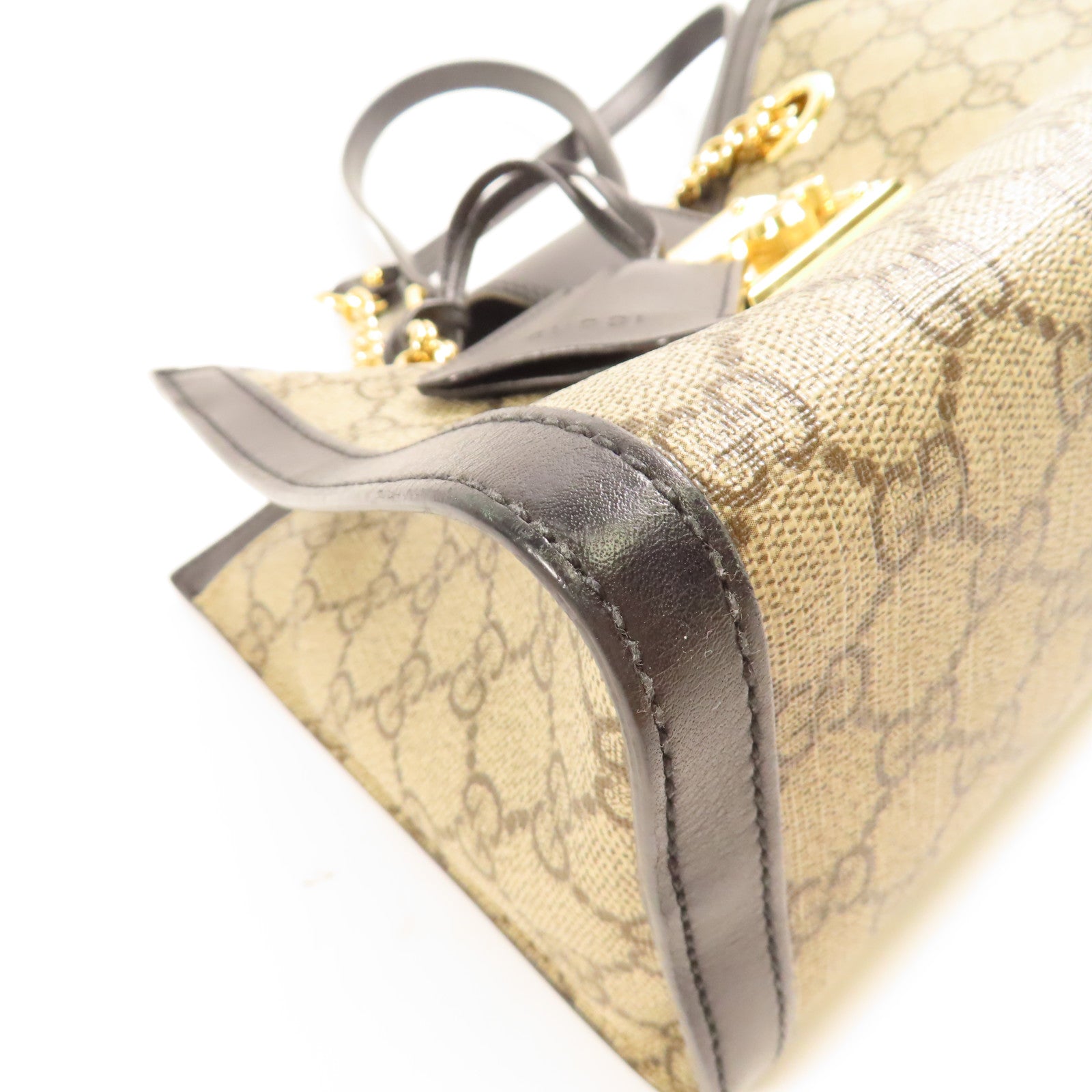 GUCCI 【激減優惠】塗層帆布Padlock Small GG金扣鏈帶肩背袋