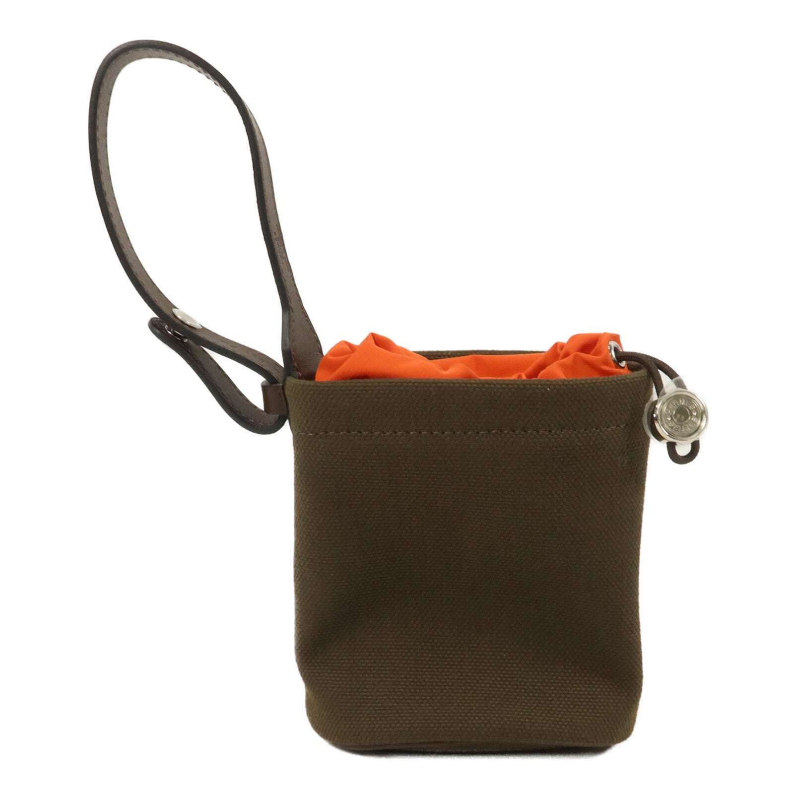HERMES 帆布/Barenia皮革On The Go Pouch手拿包Kaki/Feu