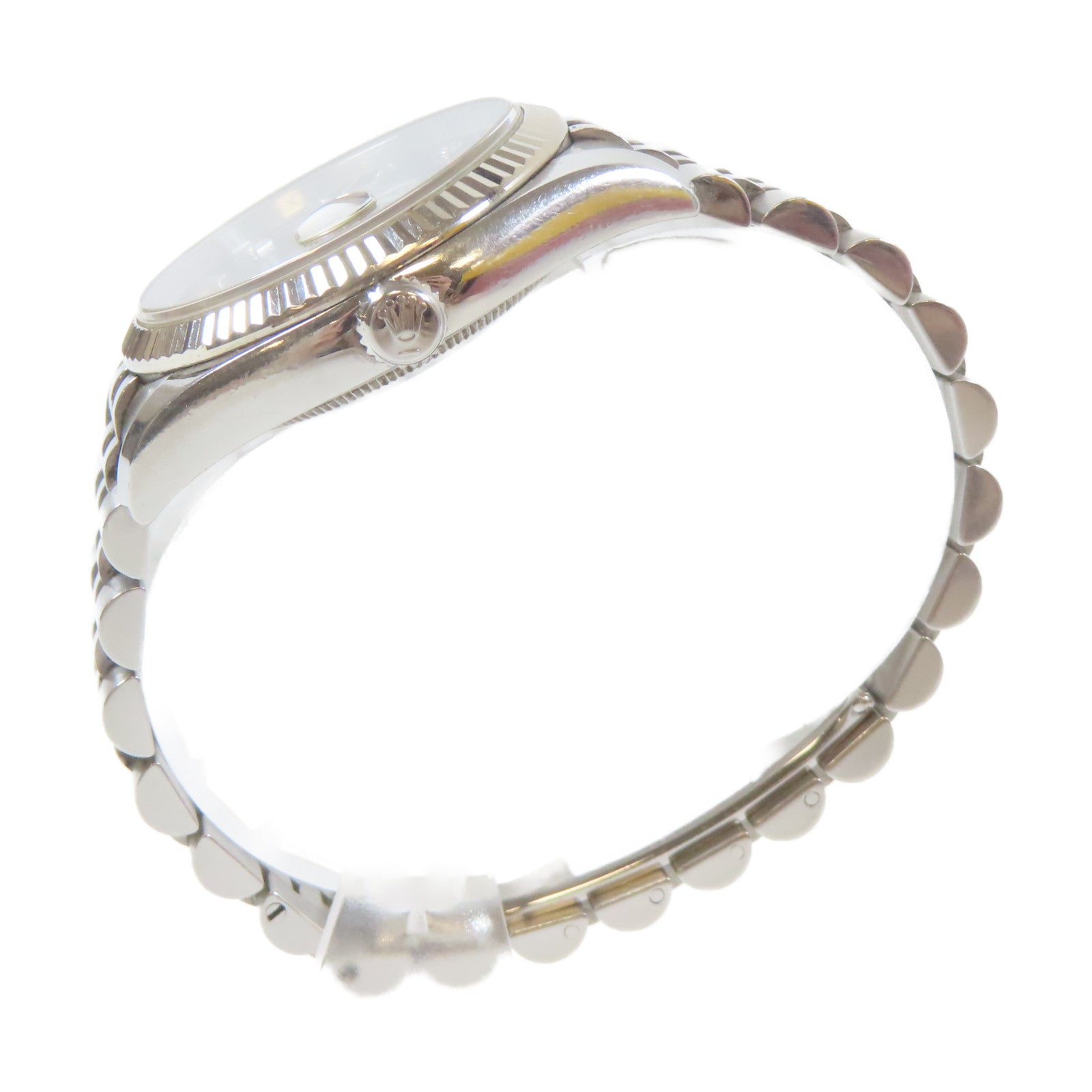 ROLEX Datejust 18K白金/不鏽鋼/鑽石手錶自動機芯黑色