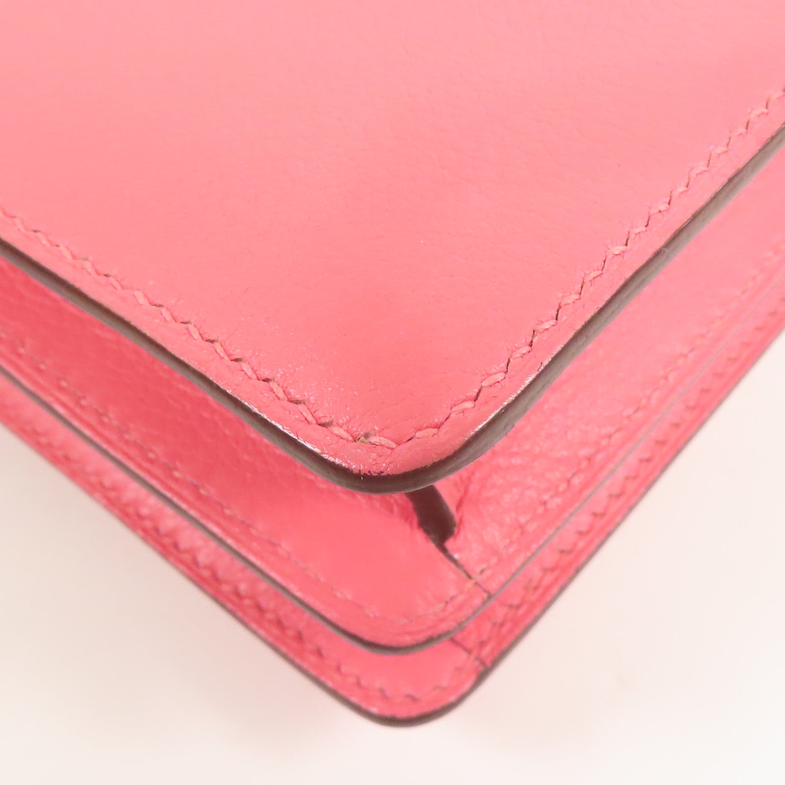 HERMES Evercolor皮革Mini Roulis銀扣肩背袋Rose Azalee