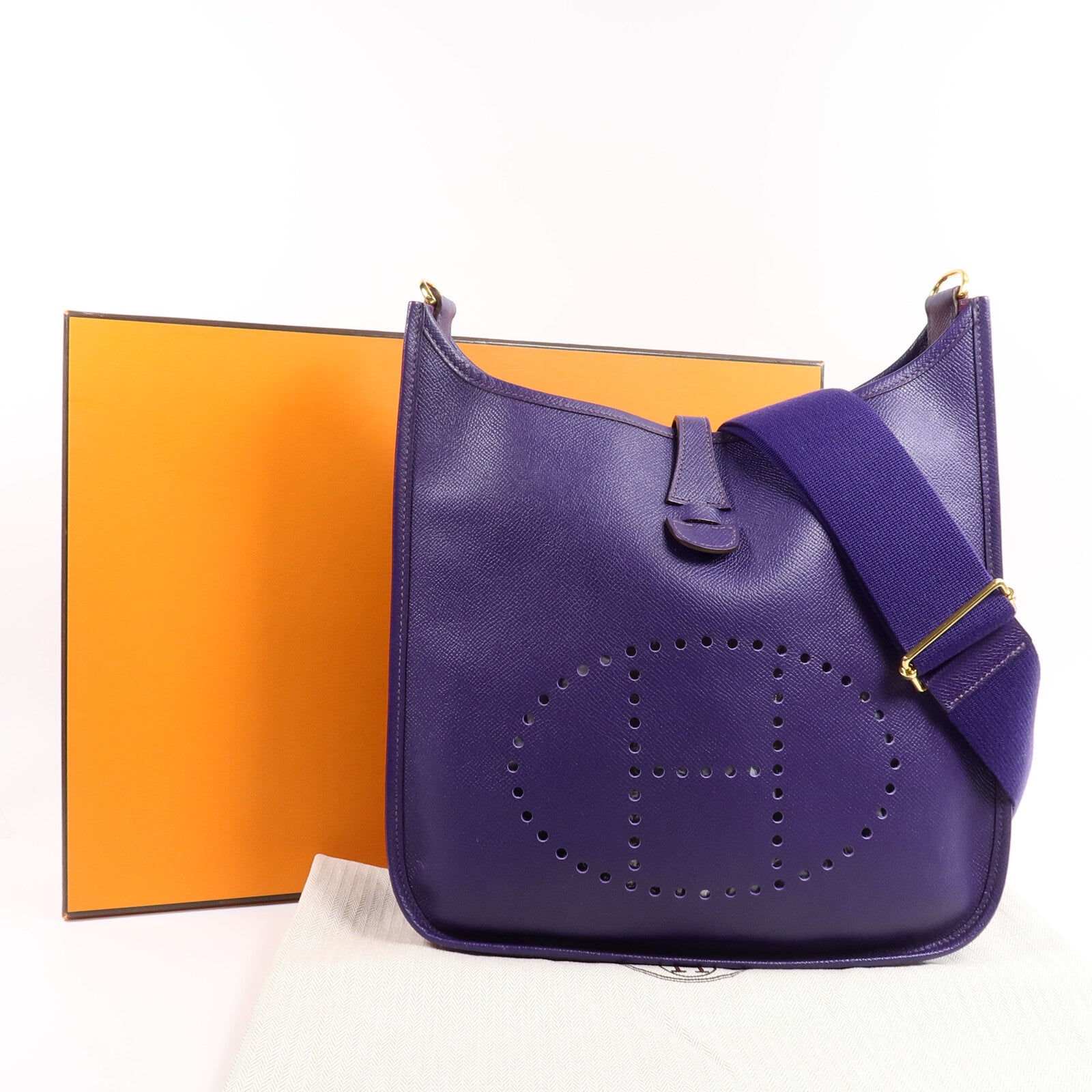 HERMES Epsom皮革Evelyne PM肩背袋Anemone