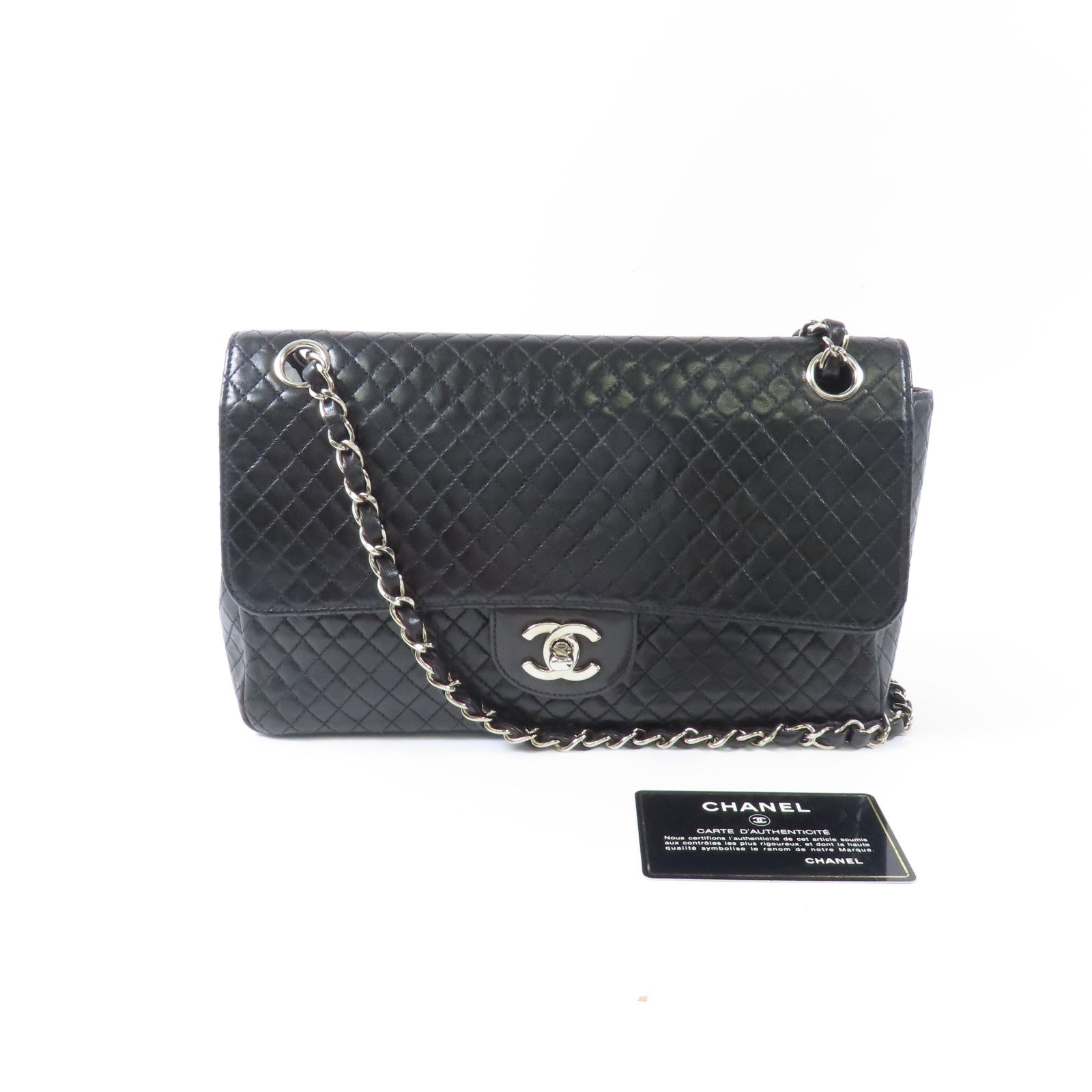 CHANEL 羊皮皮革Vintage Chain Shoulder銀扣鏈帶肩背袋