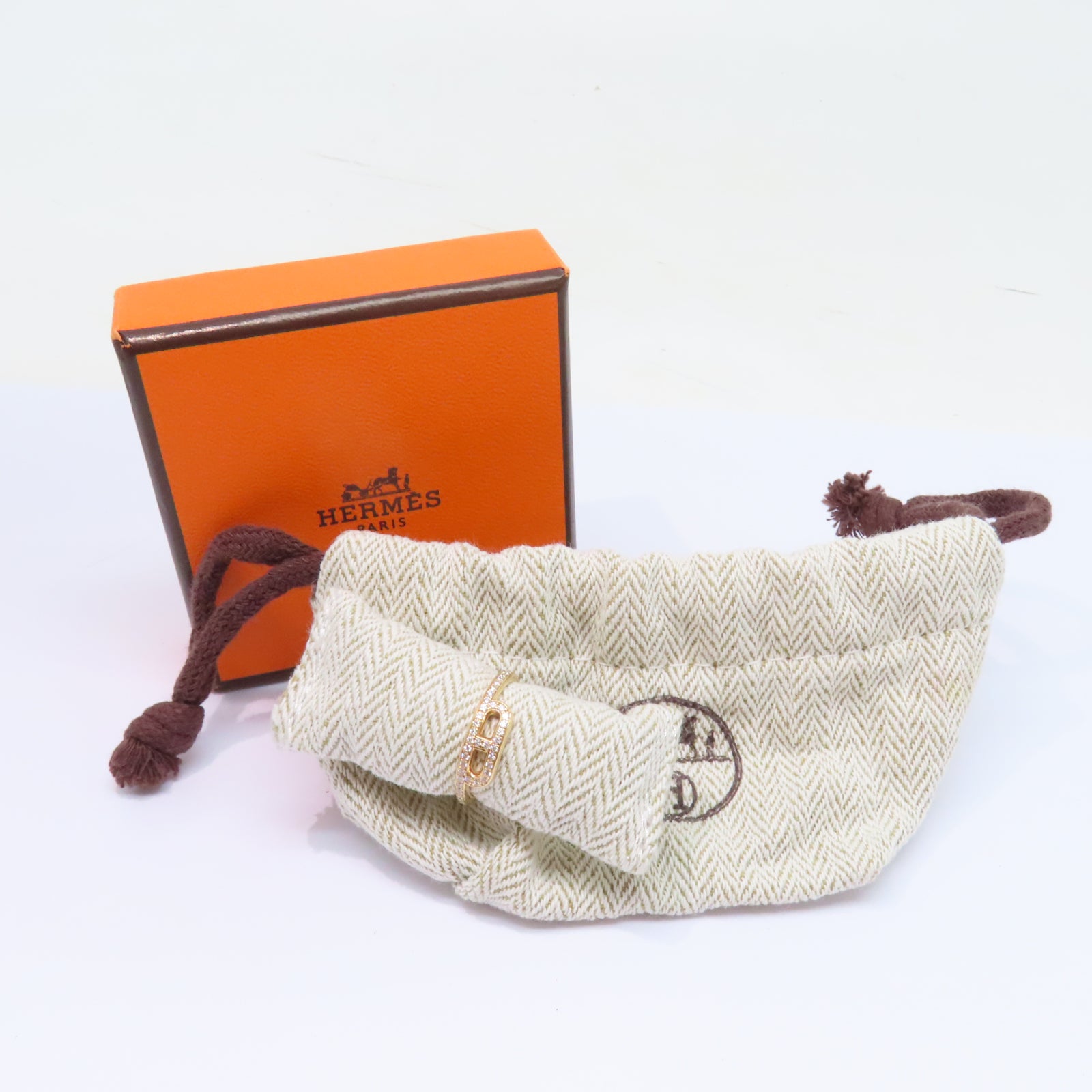 HERMES 18K玫瑰金Link D RingHermes#50 US#5