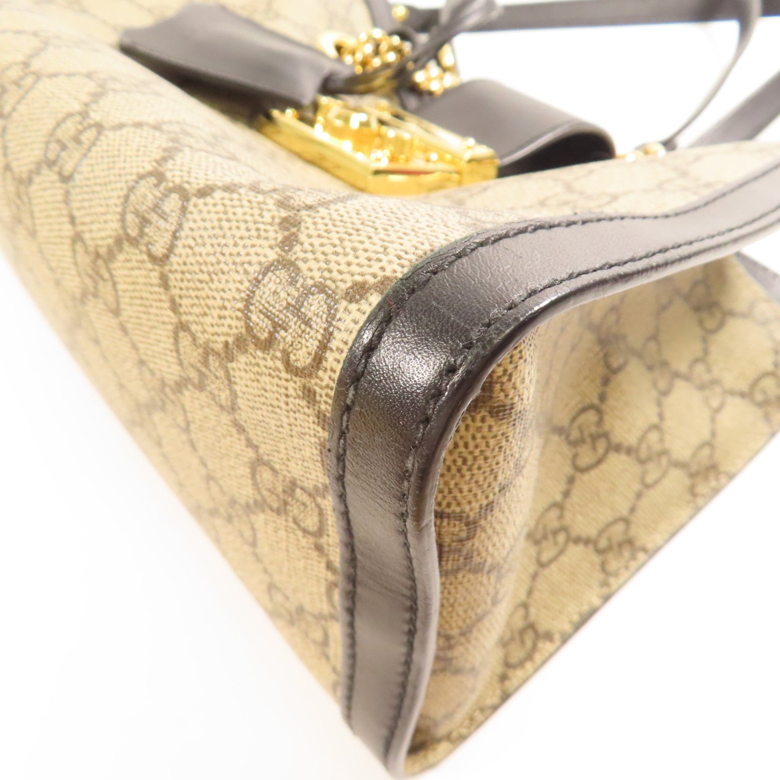 GUCCI 【激減優惠】塗層帆布Padlock Small GG金扣鏈帶肩背袋