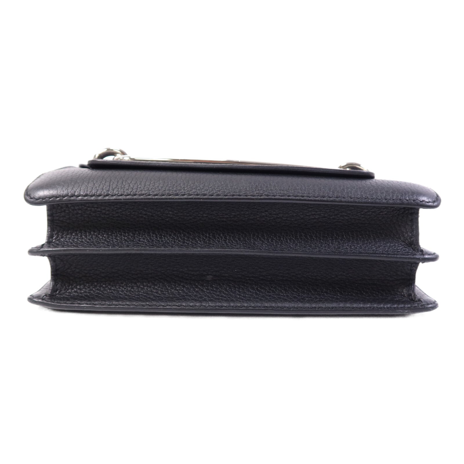 HERMES Clemence皮革Roulis 23銀扣肩背袋Noir