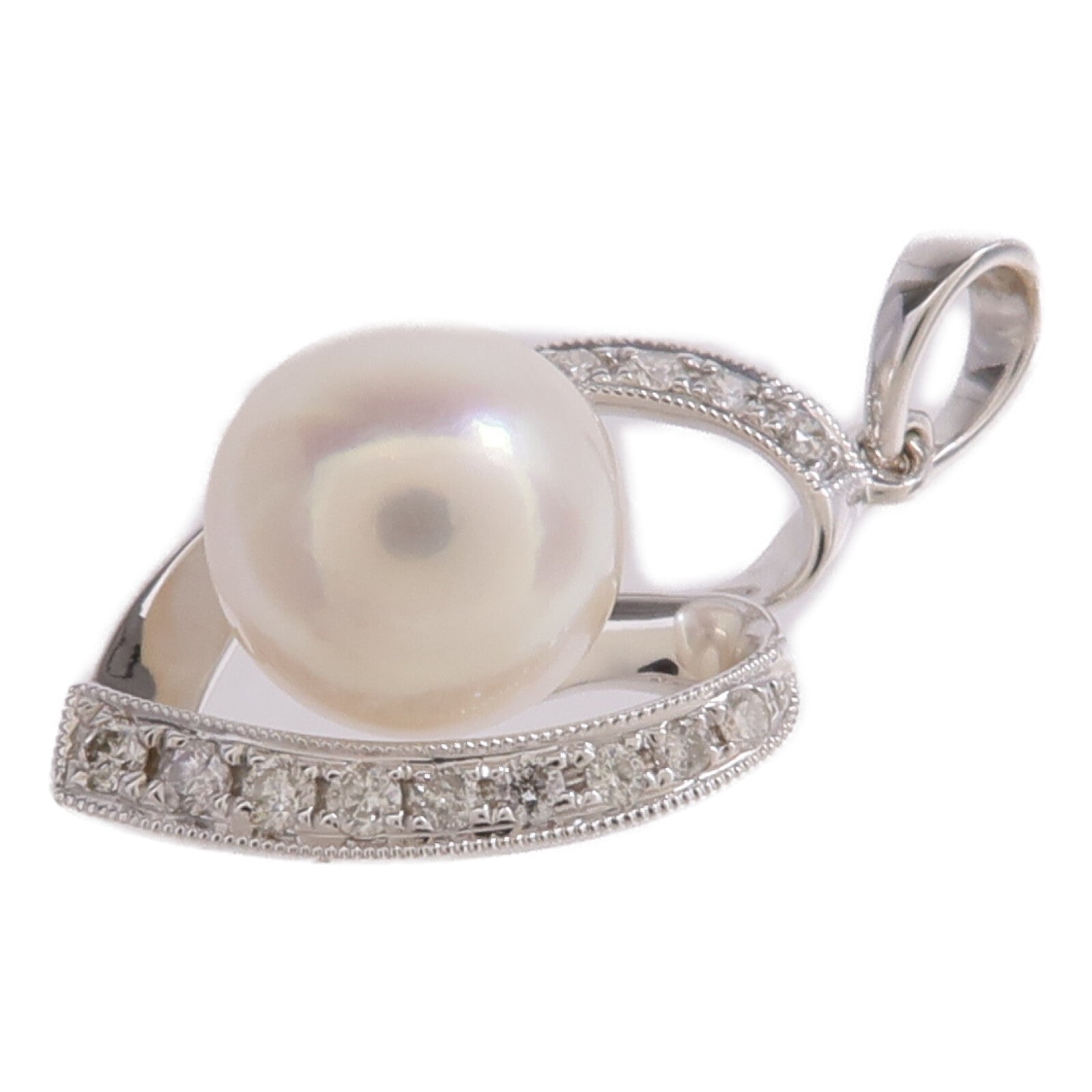 JEWELRY 18K白金Pearl Diamond Pendant Top珍珠/鑽石吊墜