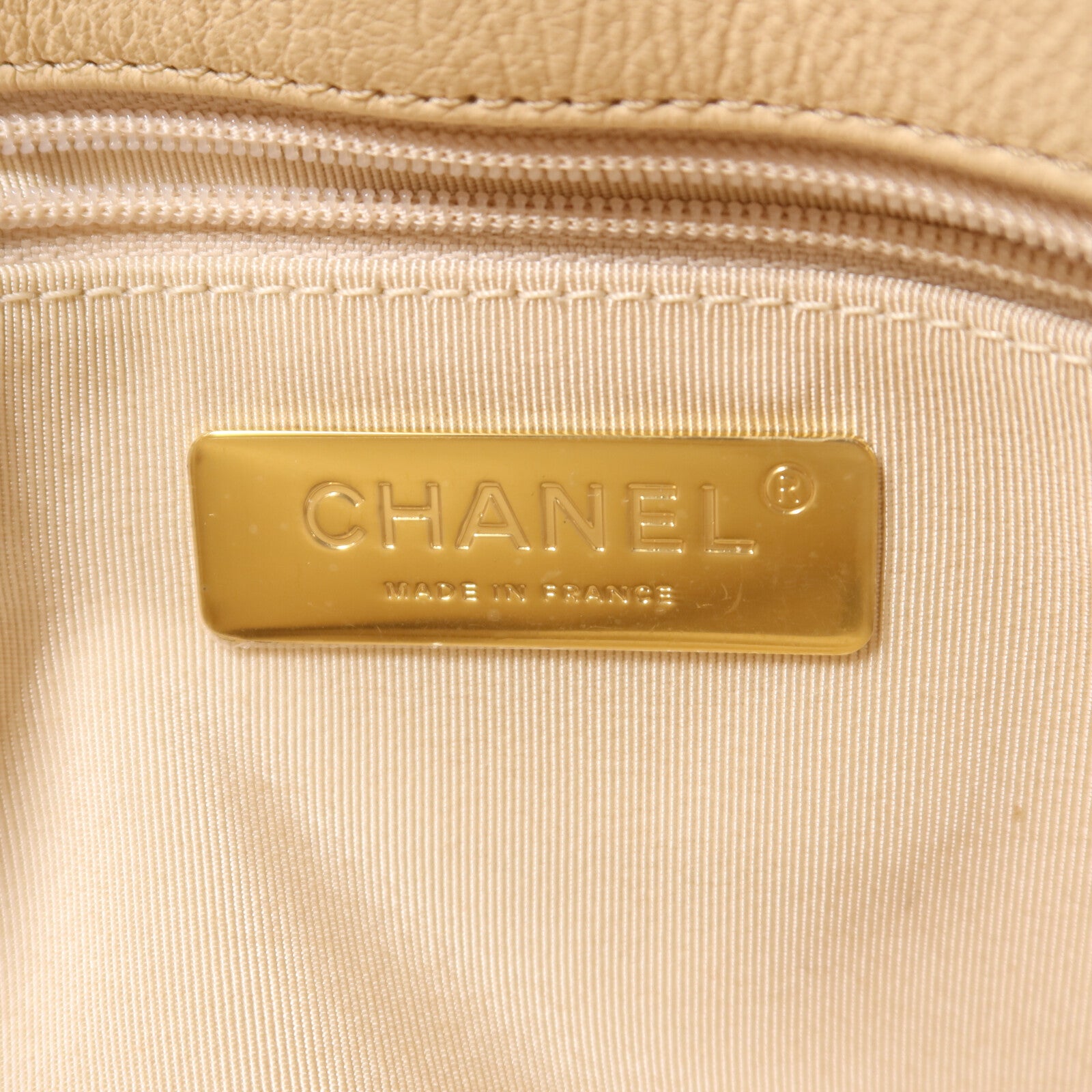 CHANEL 羊皮皮革/帆布Chanel C19 Small鏈帶手挽肩背兩用袋