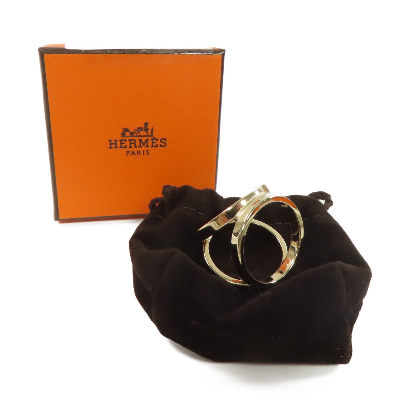 HERMES 【激減優惠】金屬Trio Scarf Ring絲巾扣金色