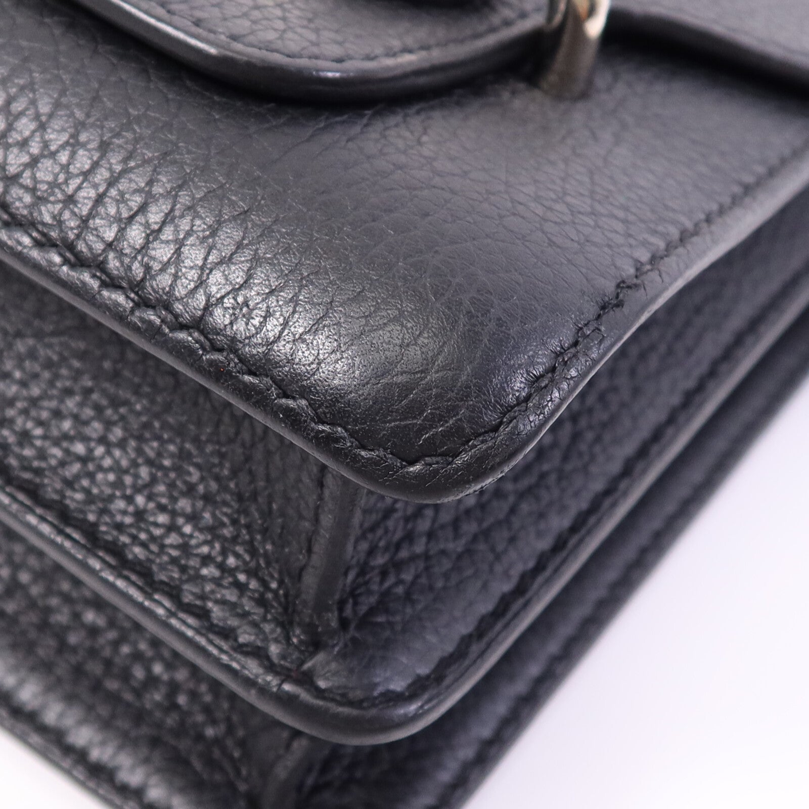 HERMES Clemence皮革Roulis 23銀扣肩背袋Noir