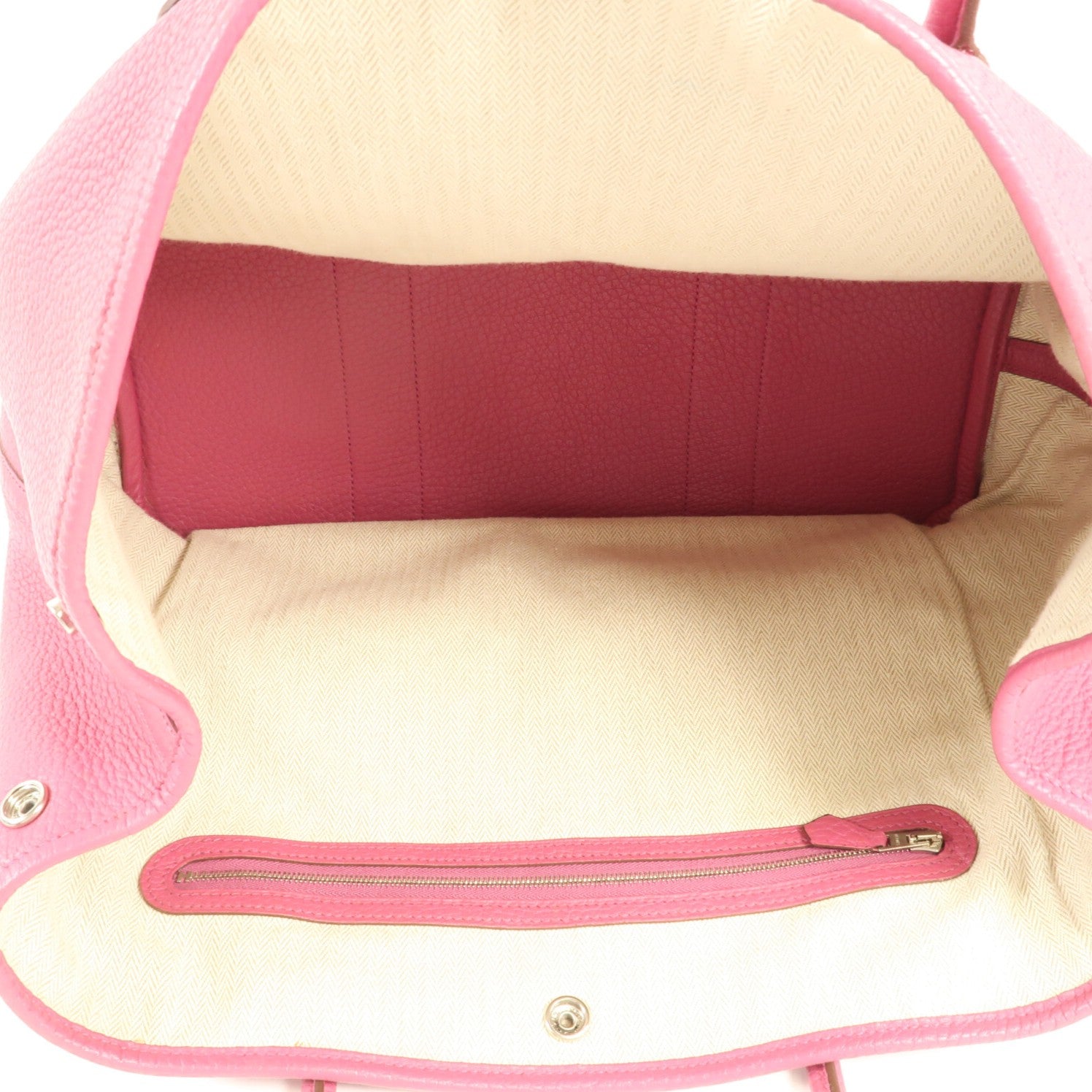 HERMES Clemence皮革Garden Party PM銀扣手挽袋Tosca