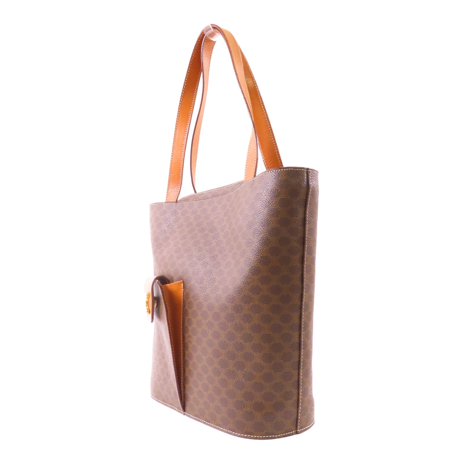 CELINE 塗層帆布Macadam Triomphe Tote 金扣肩背袋