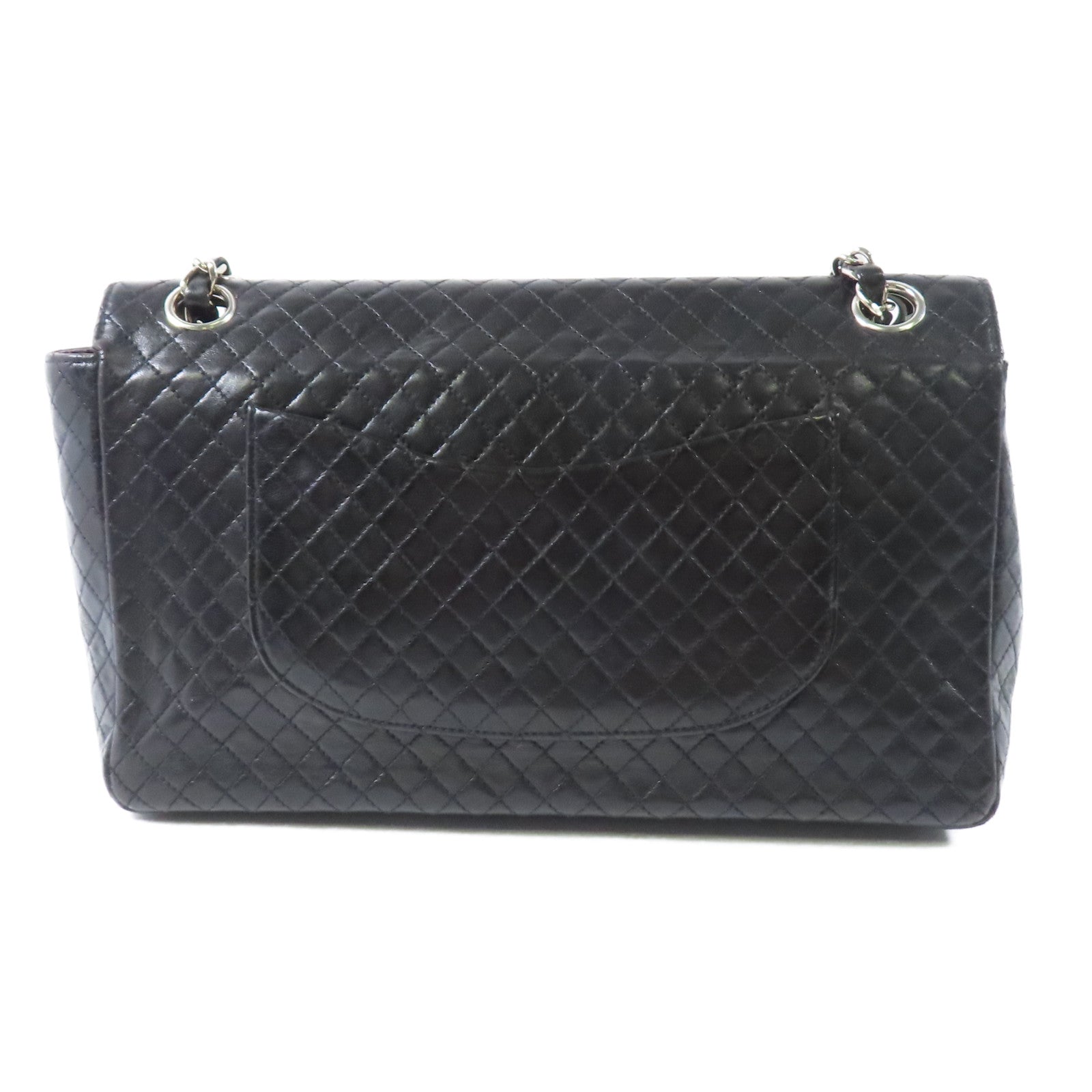CHANEL CC SHW Vintage Chain Shoulder Bag Lambskin Leather Black