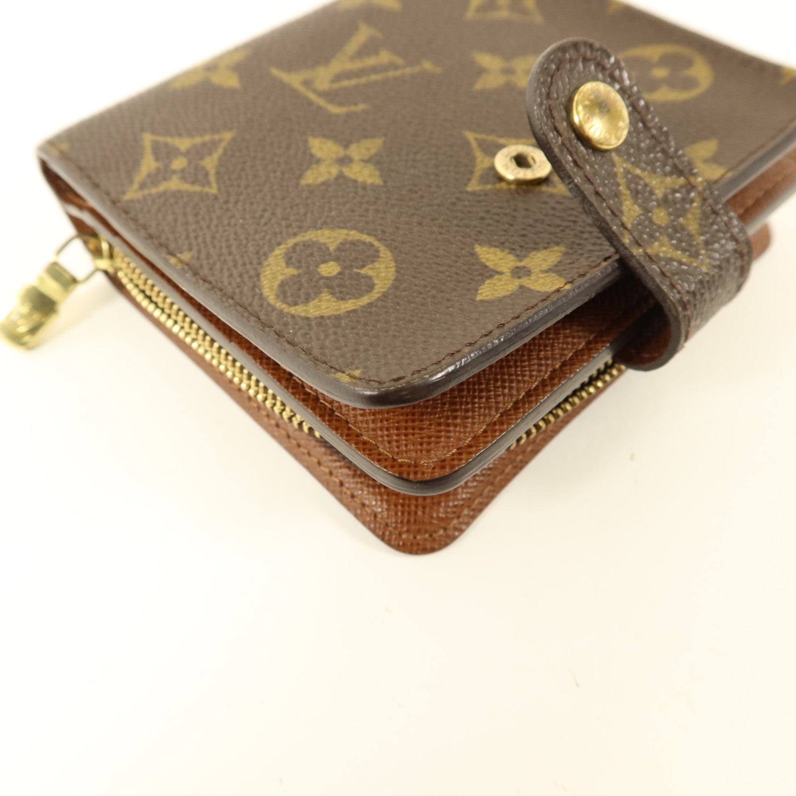 LOUIS VUITTON Monogram Compact Zipper Wallet金扣錢包