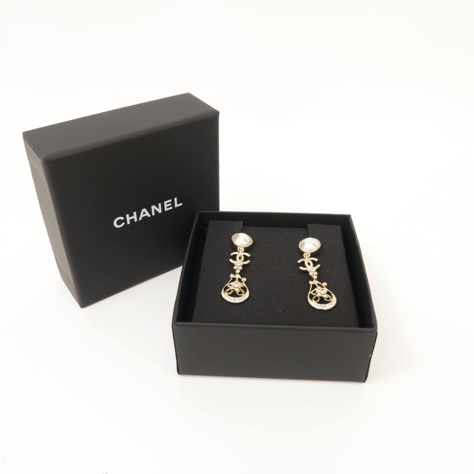 CHANEL 金屬Earrings耳環白色