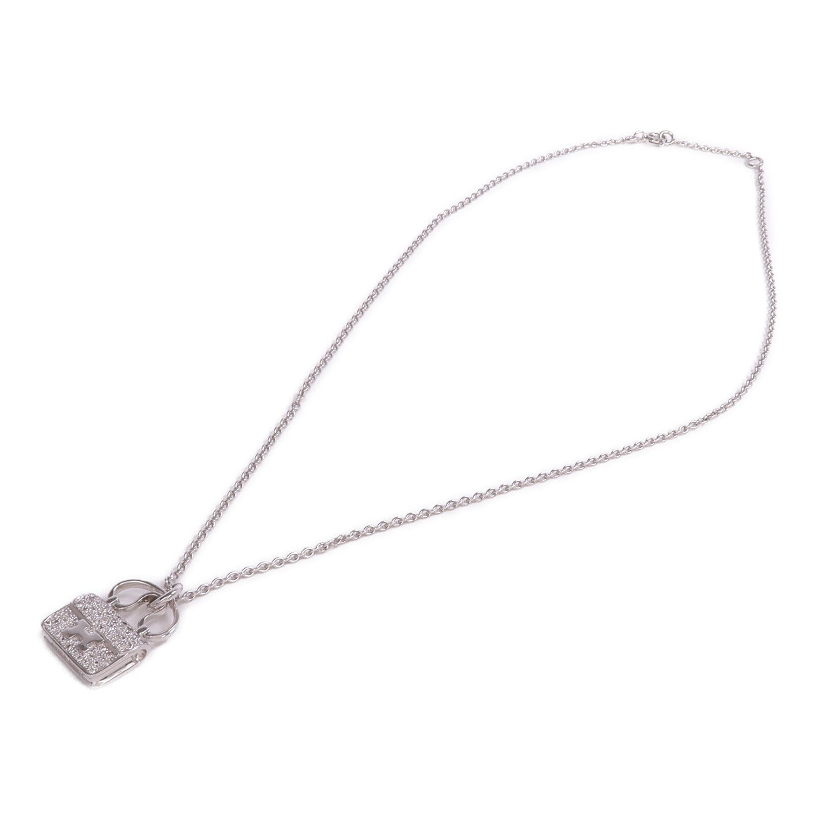 HERMES 18K白金Amulettes Constance Pendant鑽石項鍊