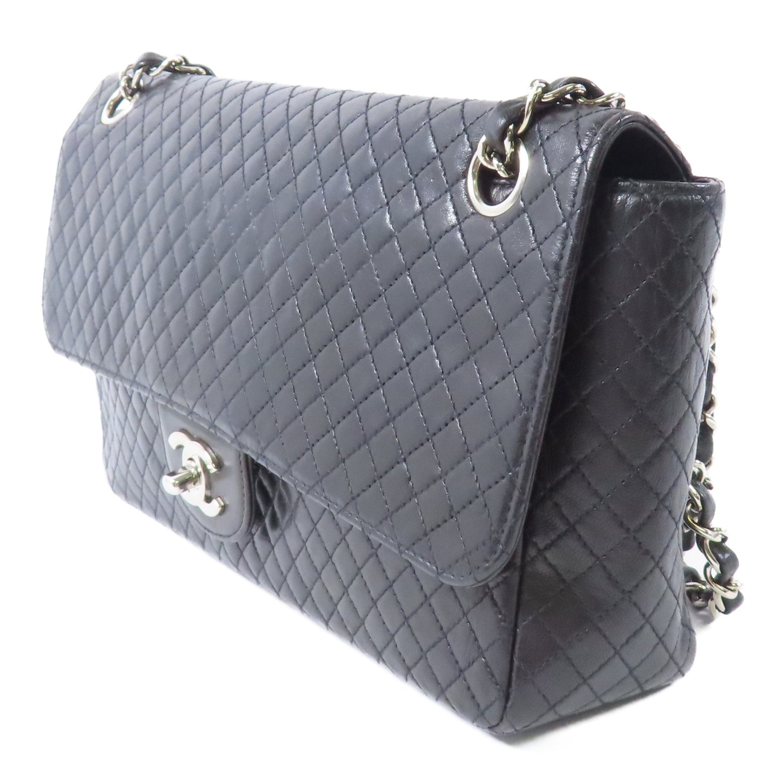 CHANEL 羊皮皮革Vintage Chain Shoulder銀扣鏈帶肩背袋