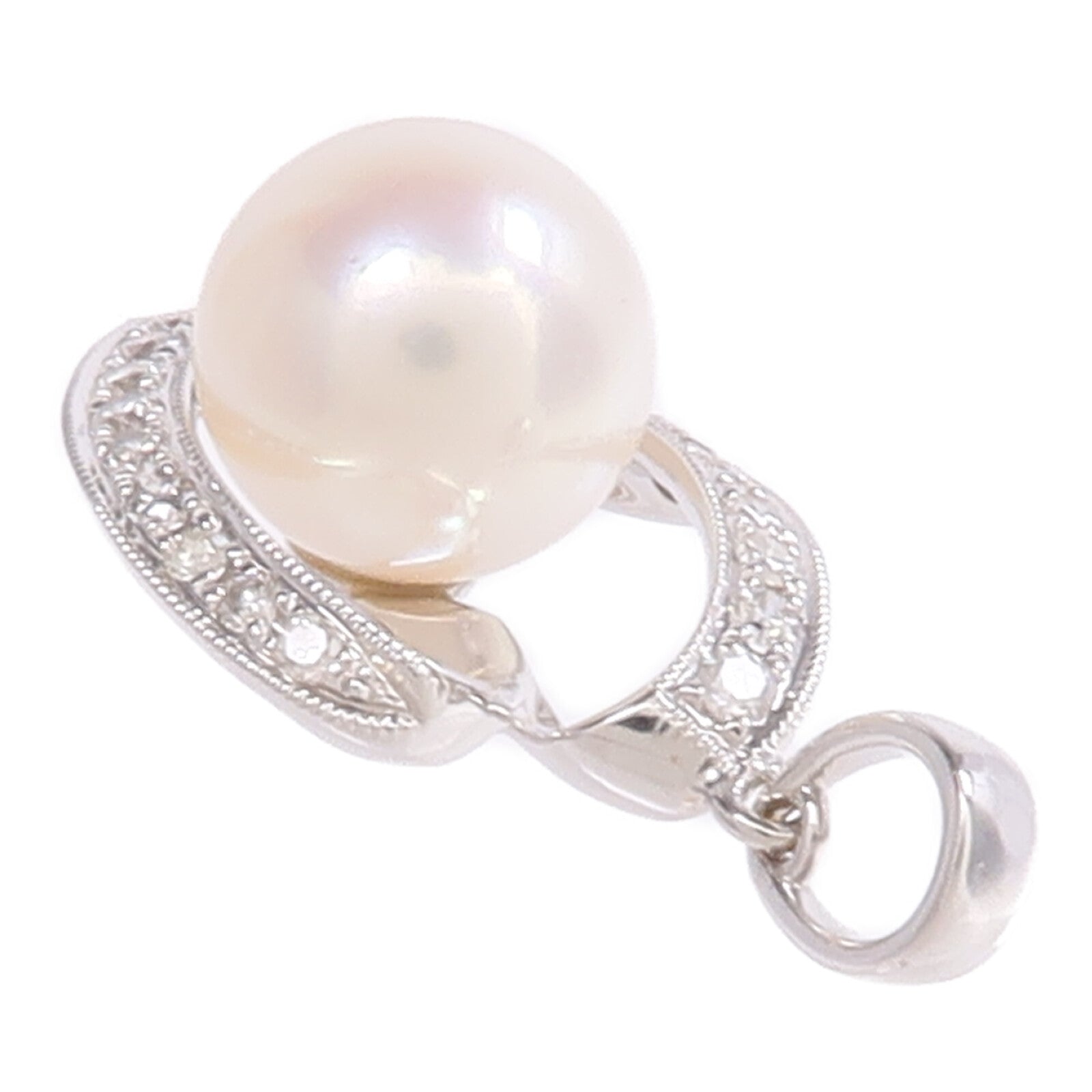 JEWELRY 18K白金Pearl Diamond Pendant Top珍珠/鑽石吊墜