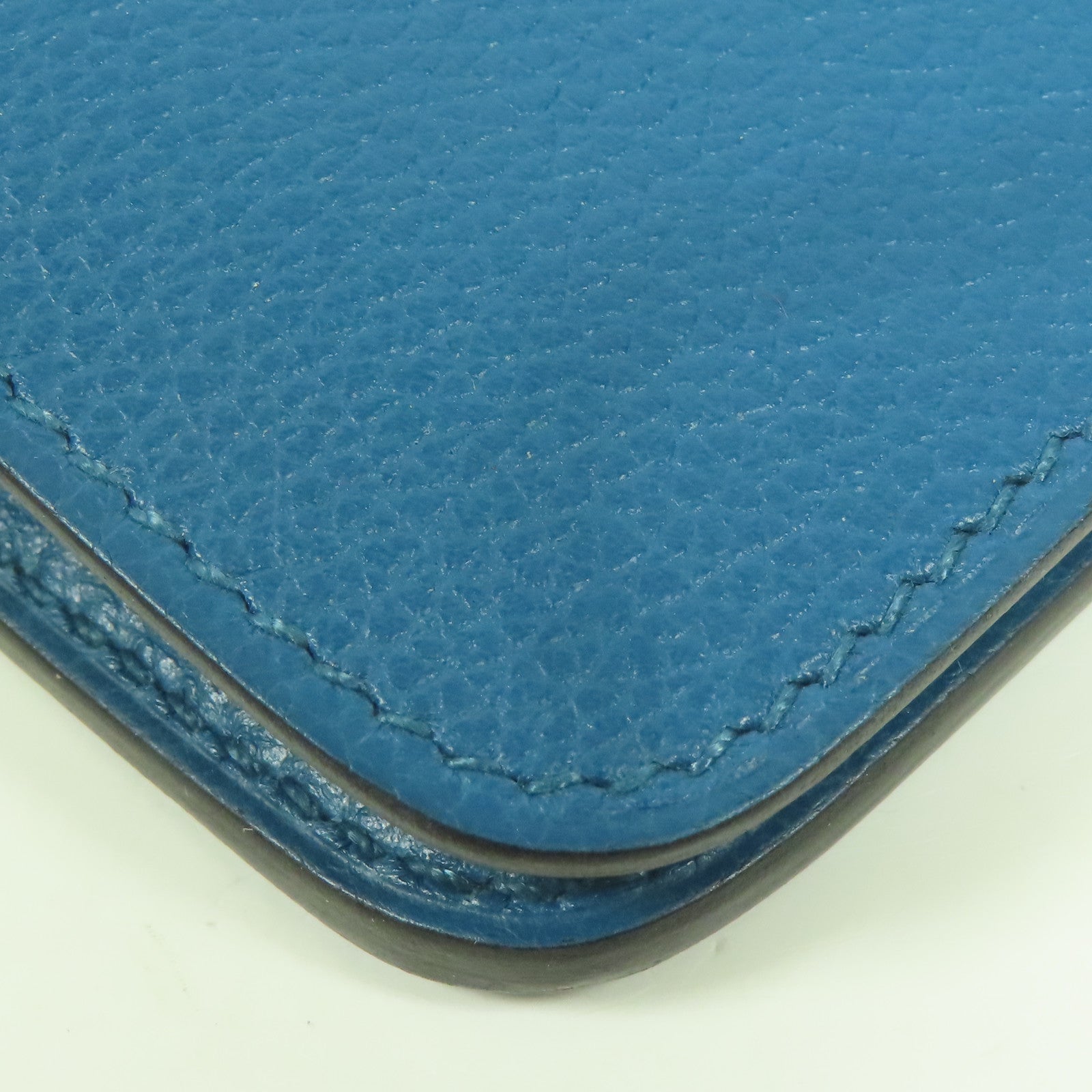 HERMES Evercolor皮革Dogon Compact銀扣錢包Bleu De Galice