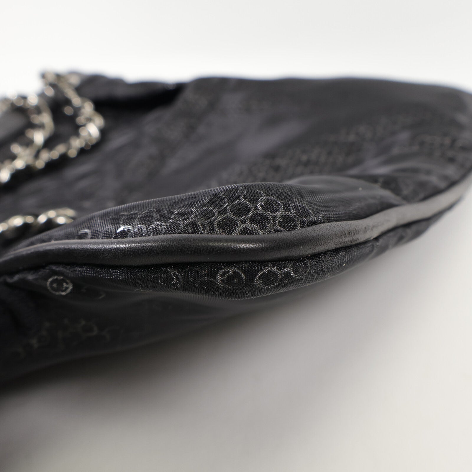 CHANEL 羊皮皮革/珠片Shoulder Bag銀扣肩背袋