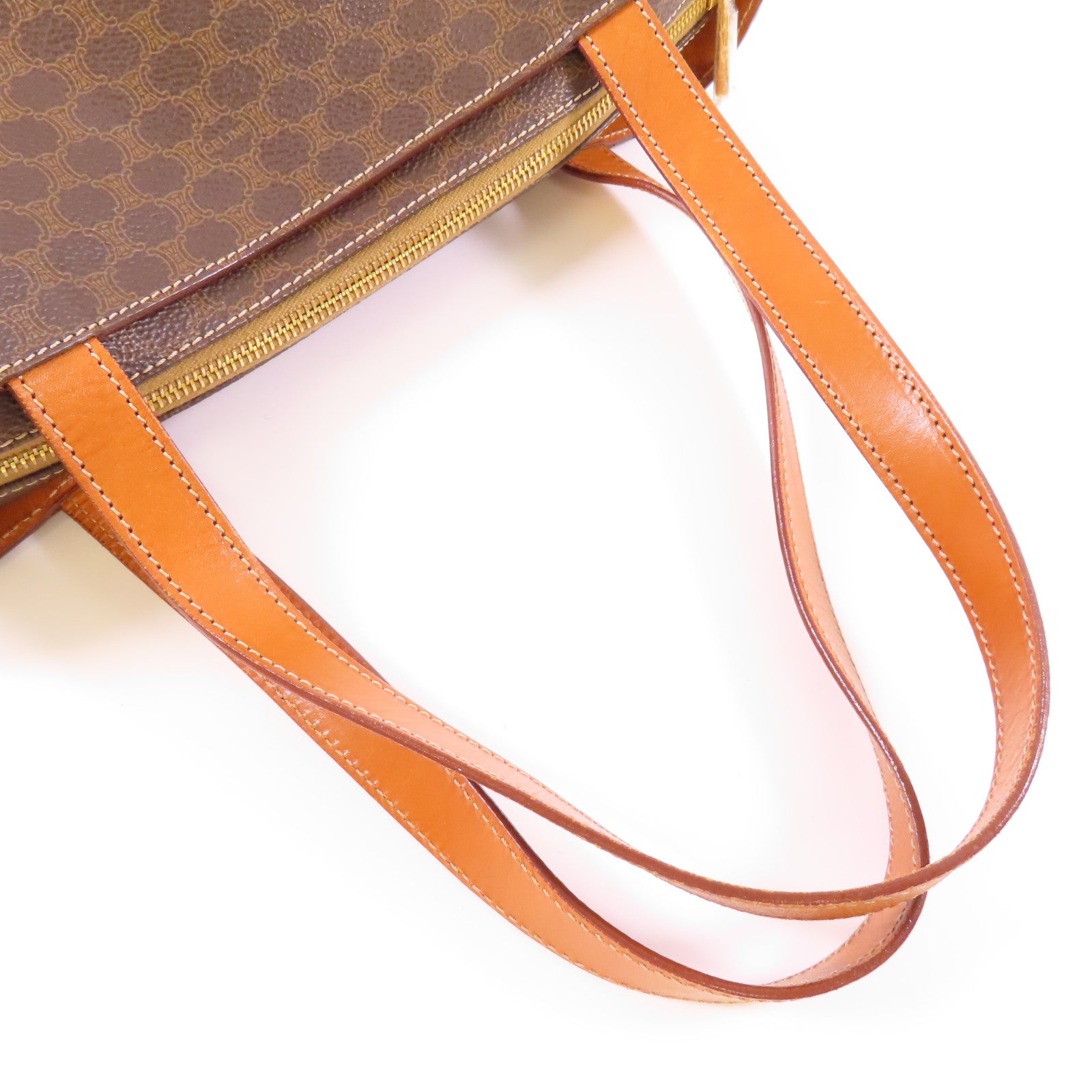 CELINE 塗層帆布Macadam Triomphe Tote 金扣肩背袋