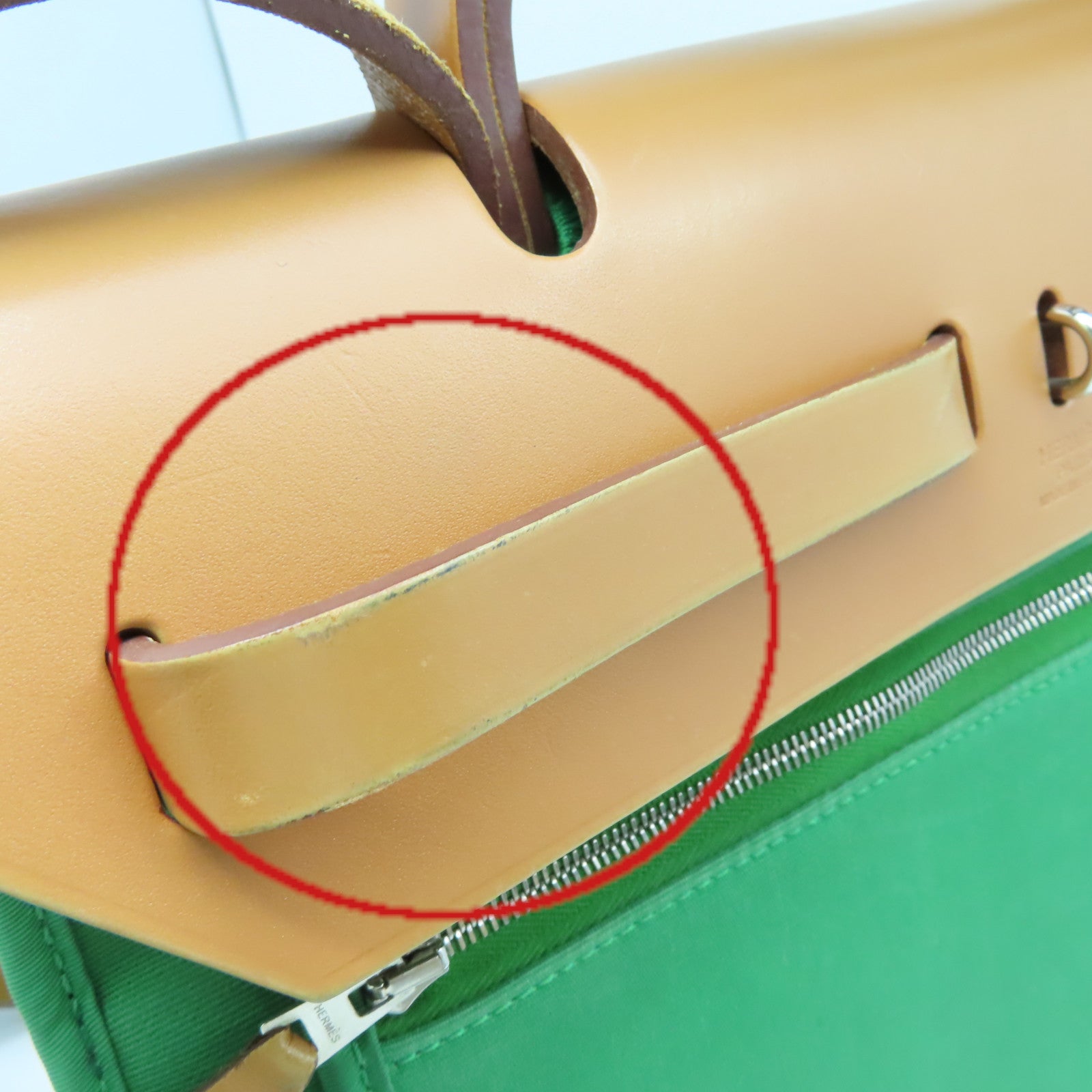 HERMES 帆布Herbag PM 2Way Shoulder Bag銀扣手挽肩背兩用袋Cactus鴨綠色
