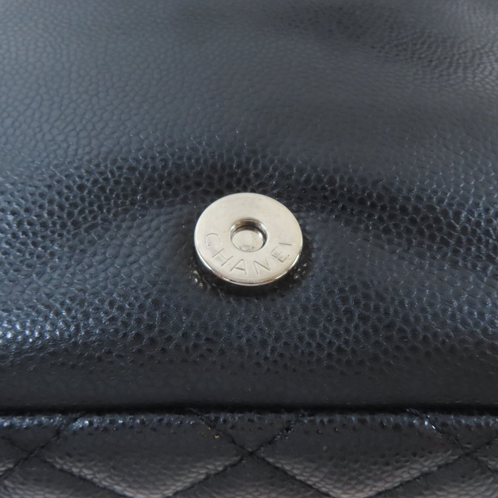 CHANEL Caviar皮革Chain Shoulder Bag銀扣鏈帶肩背袋黑色