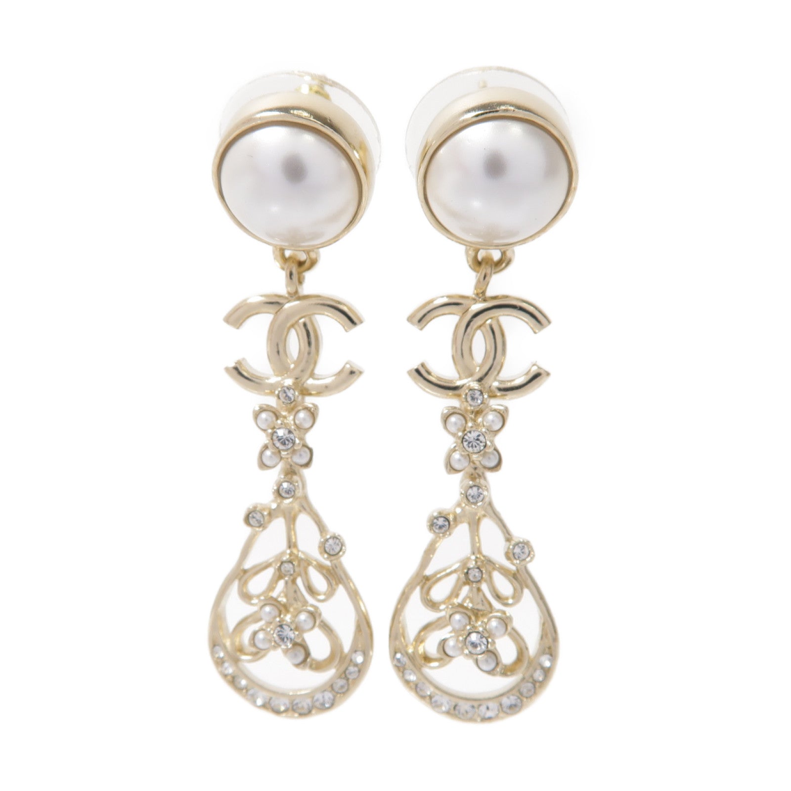 CHANEL 金屬Earrings耳環白色
