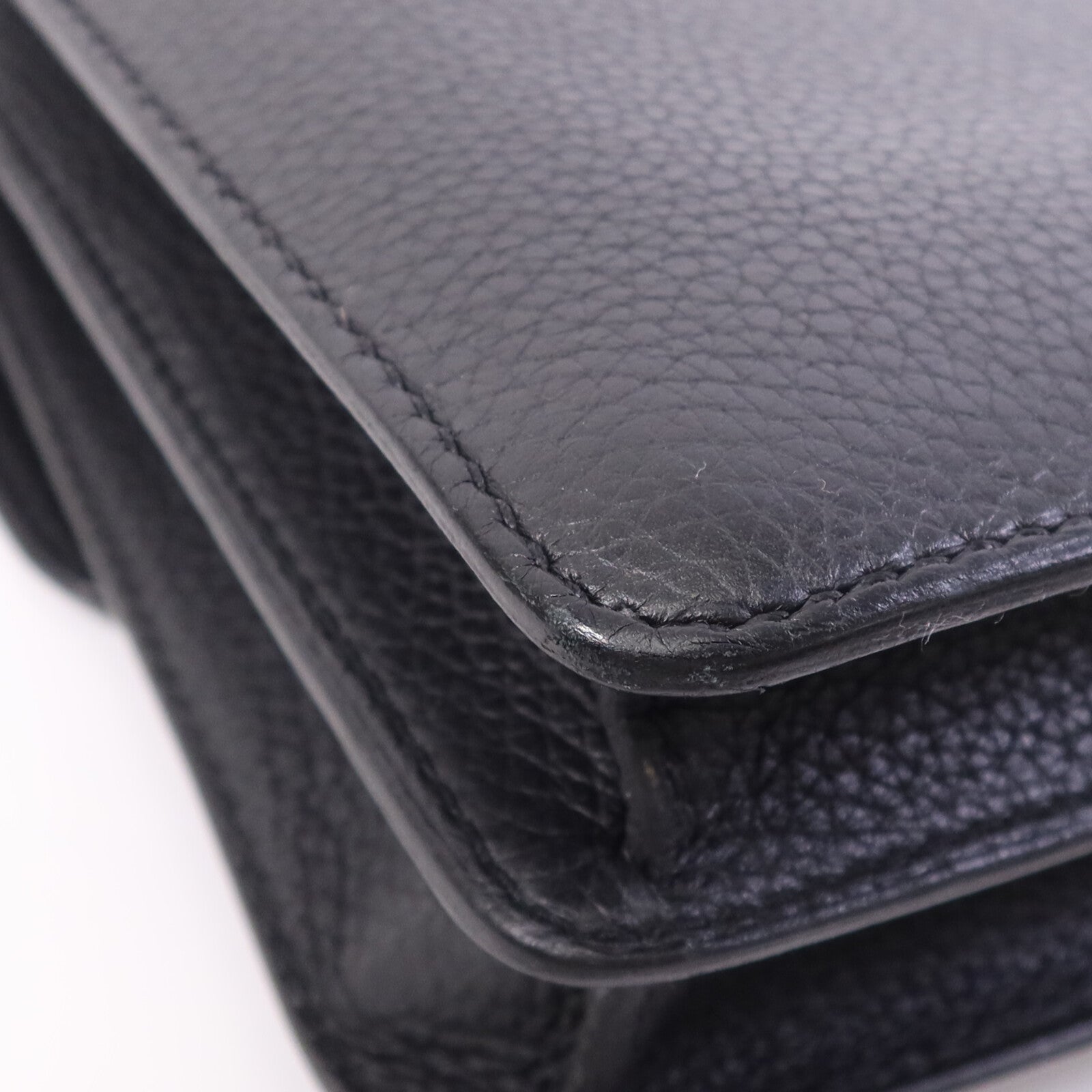 HERMES Clemence皮革Roulis 23銀扣肩背袋Noir