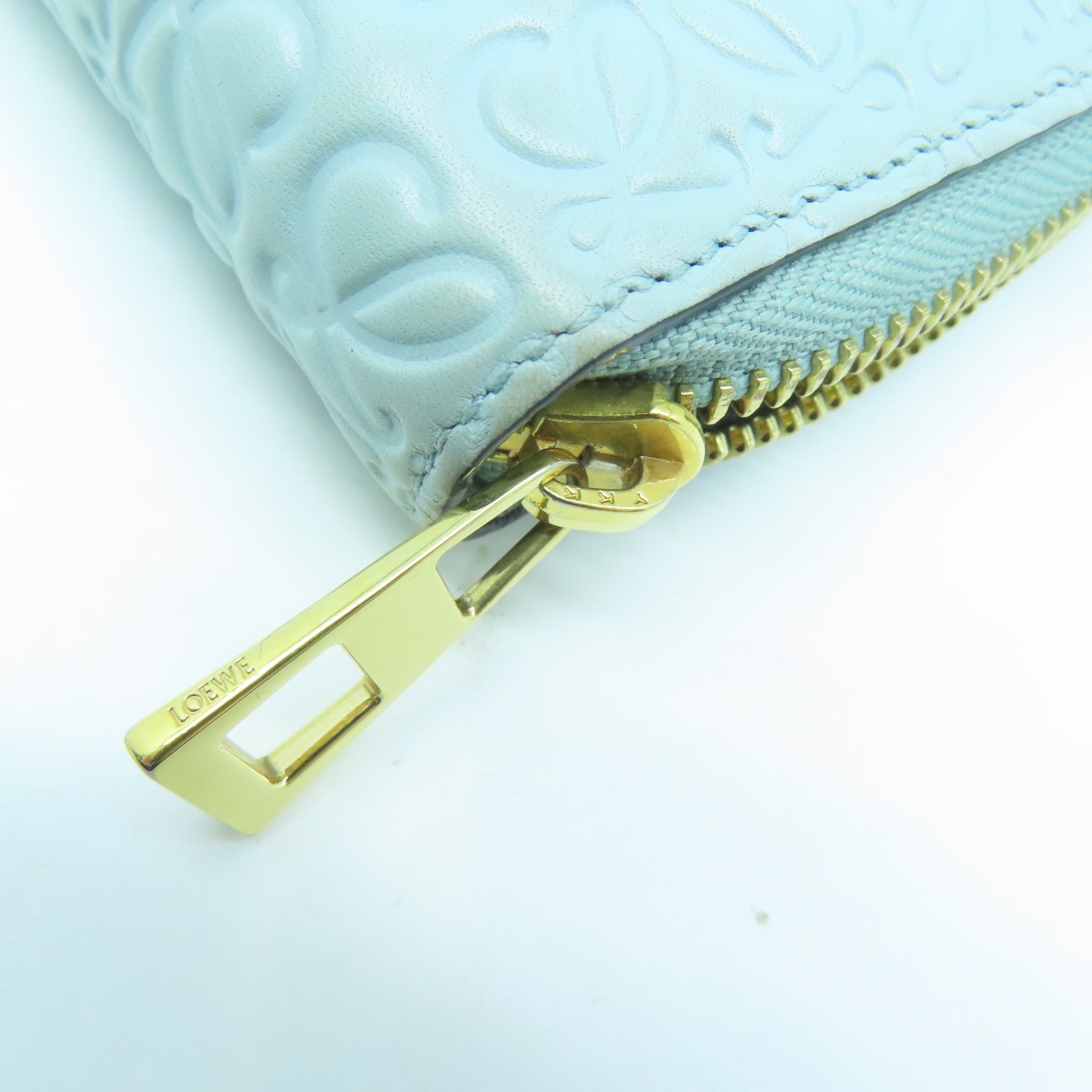 LOEWE 【激減優惠】牛皮皮革Long Wallet金扣長錢包淺藍色