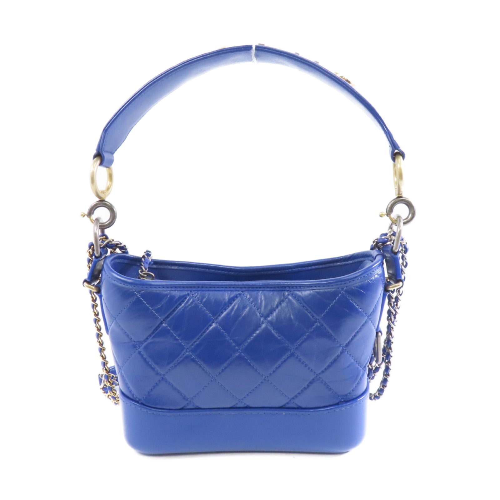 CHANEL 【激減優惠】菱格Aged Calf皮革Gabrielle Small金扣/銀扣鏈帶肩背袋藍色