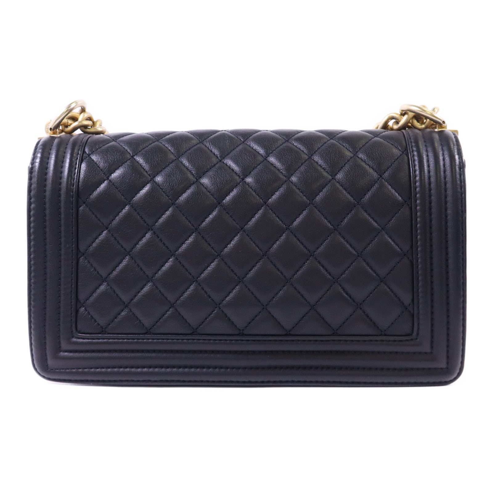 CHANEL 牛皮皮革Boy 25金扣鏈帶肩背袋
