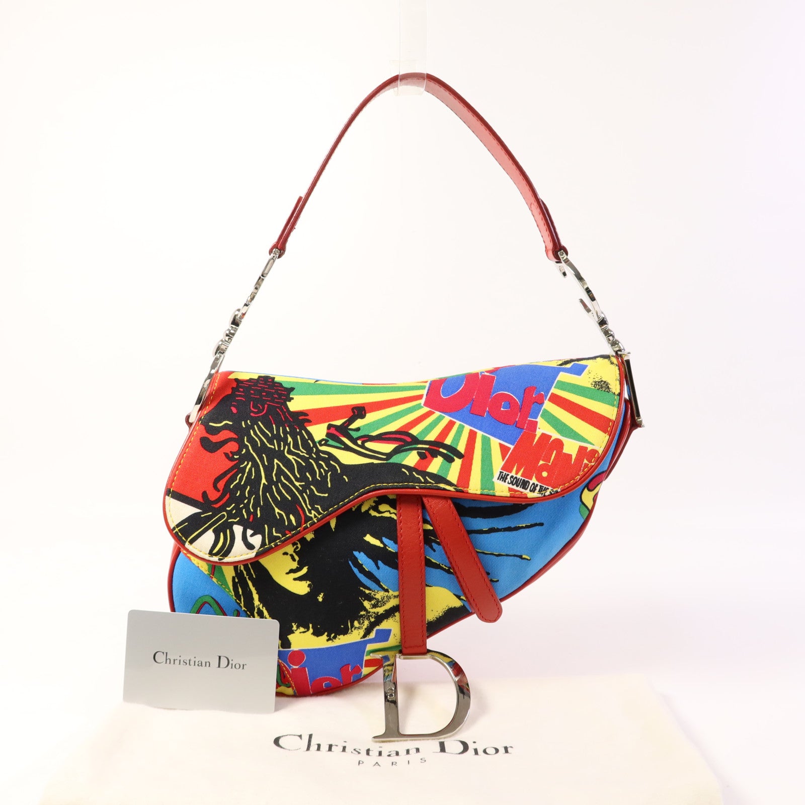 Dior 帆布Vintage Saddle Bag銀扣肩背袋