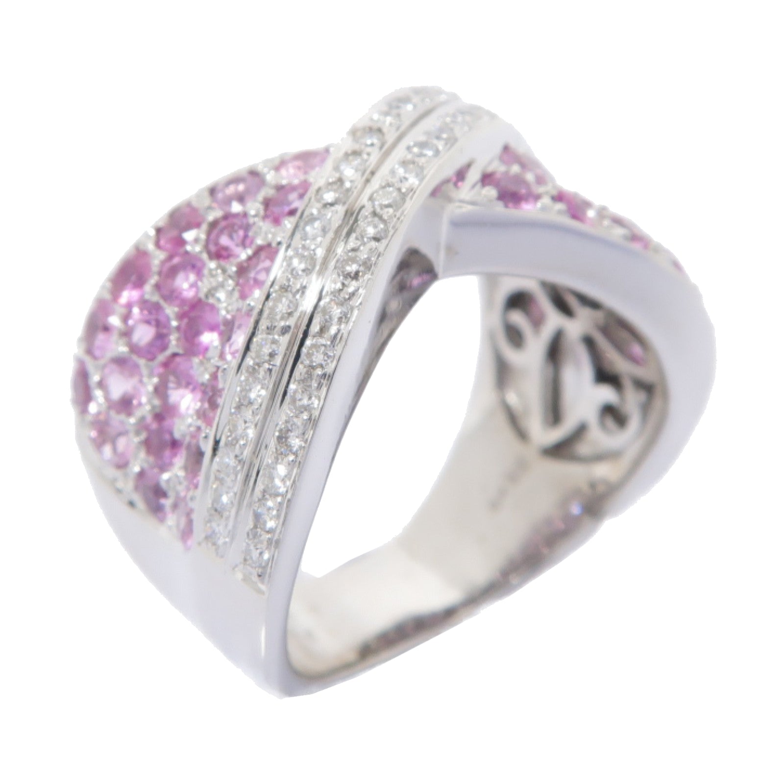 JEWELRY 18K白金Pink Sapphire Diamond Ring 2.40ct粉紅色藍寶石/0.40ct鑽石戒指US#7.25