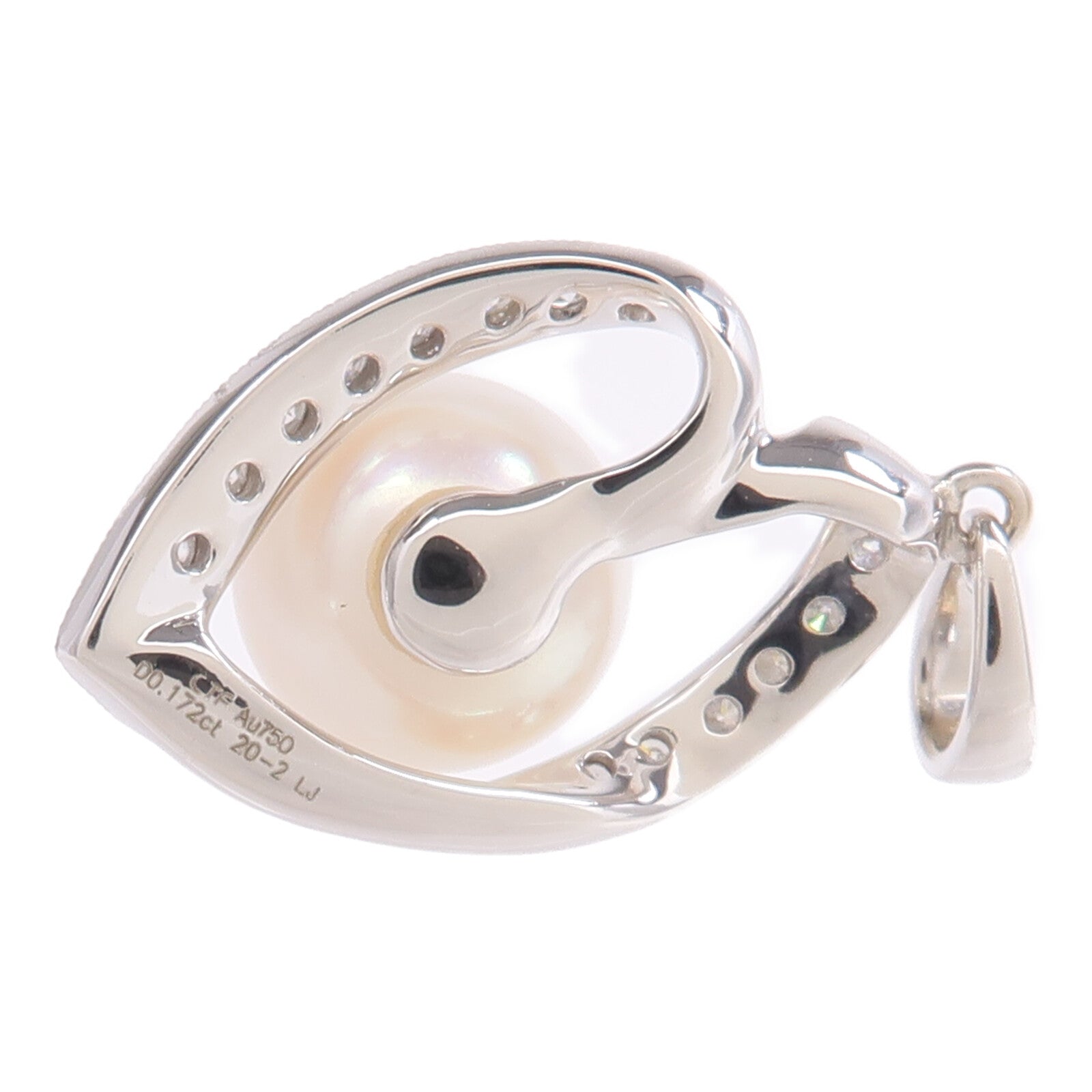 JEWELRY 18K白金Pearl Diamond Pendant Top珍珠/鑽石吊墜