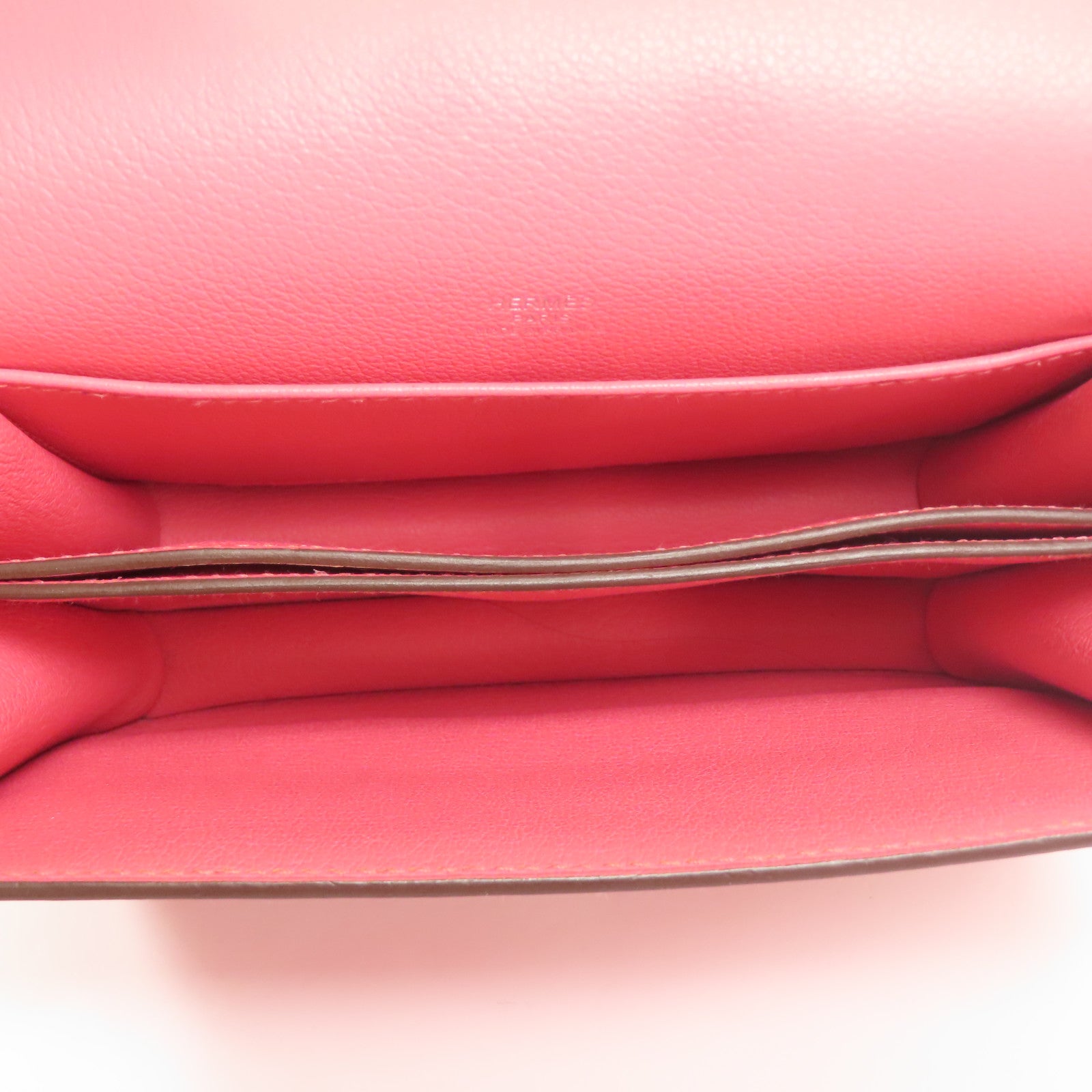 HERMES Evercolor皮革Mini Roulis銀扣肩背袋Rose Azalee