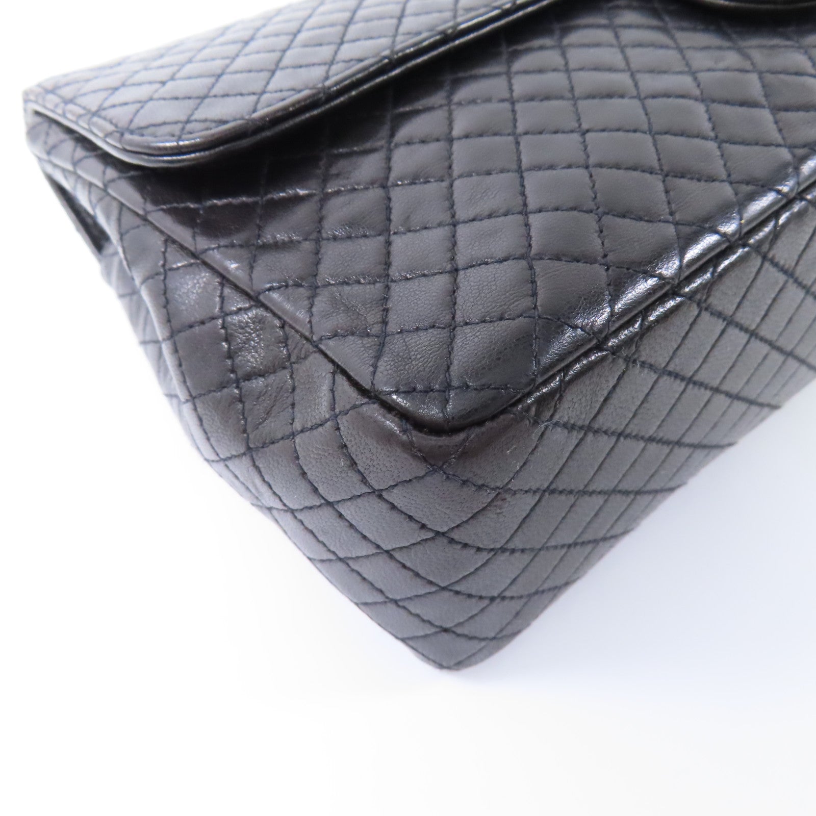 CHANEL 羊皮皮革Vintage Chain Shoulder銀扣鏈帶肩背袋