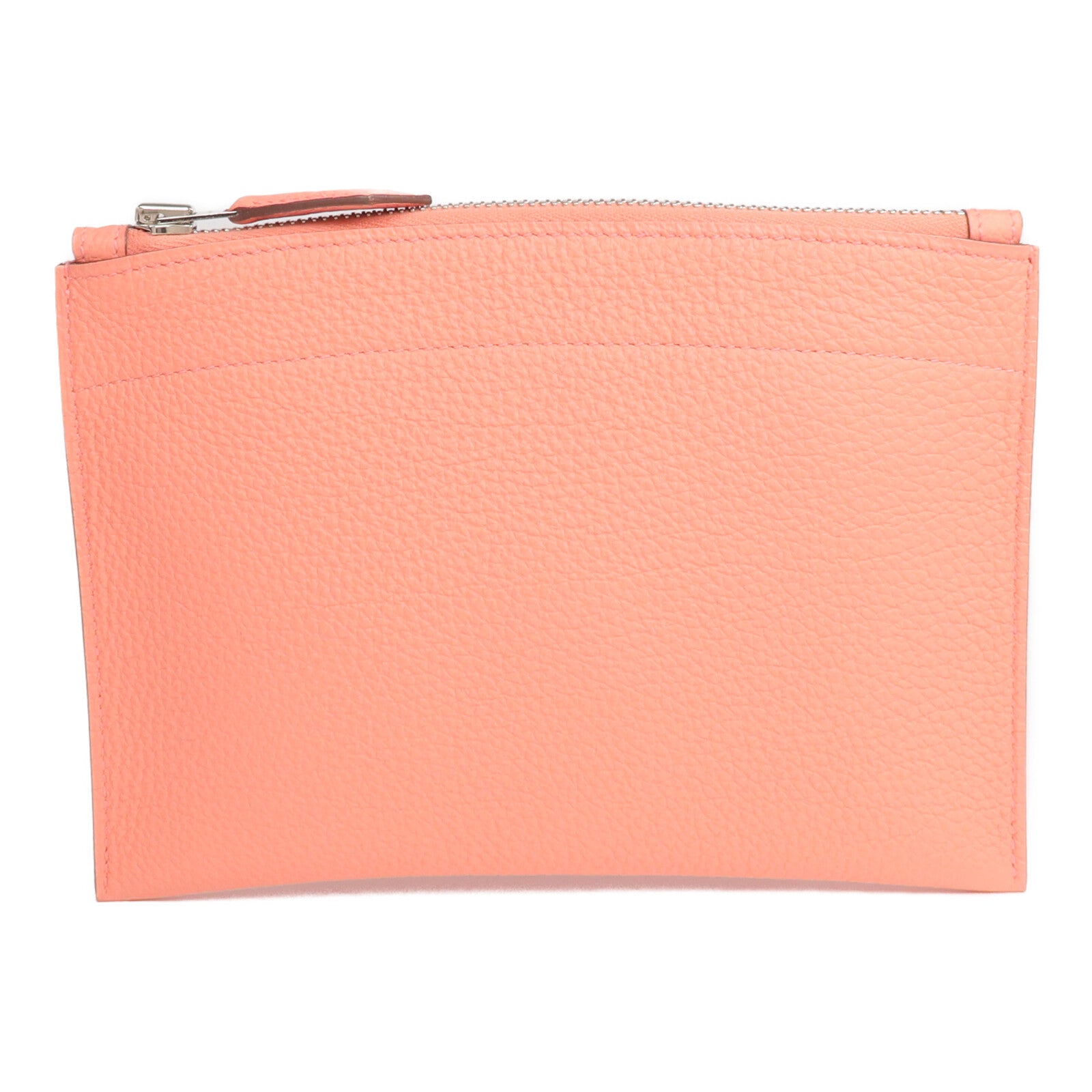 HERMES 【激減優惠】Togo皮革Bazar Pouch PM銀扣手拿包Flamingo