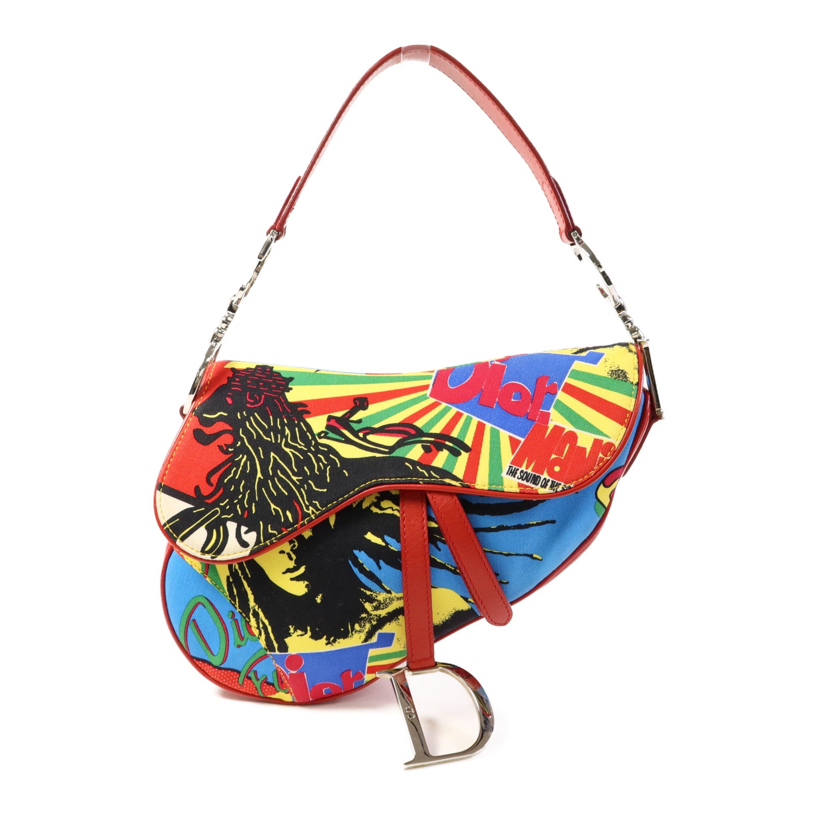 Dior 帆布Vintage Saddle Bag銀扣肩背袋