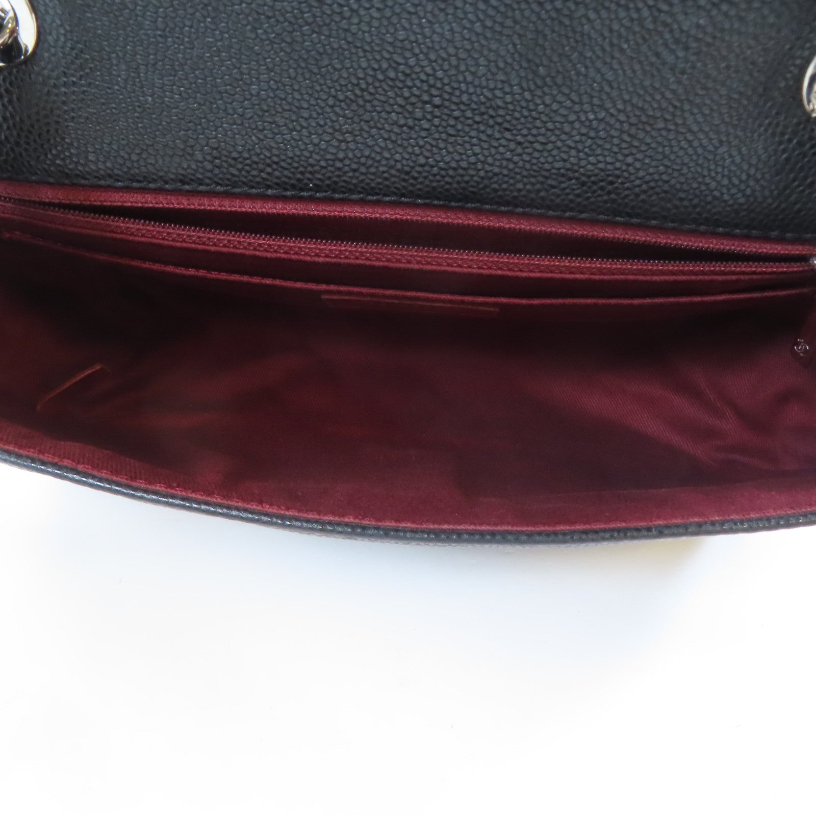 CHANEL Caviar皮革Chain Shoulder Bag銀扣鏈帶肩背袋黑色