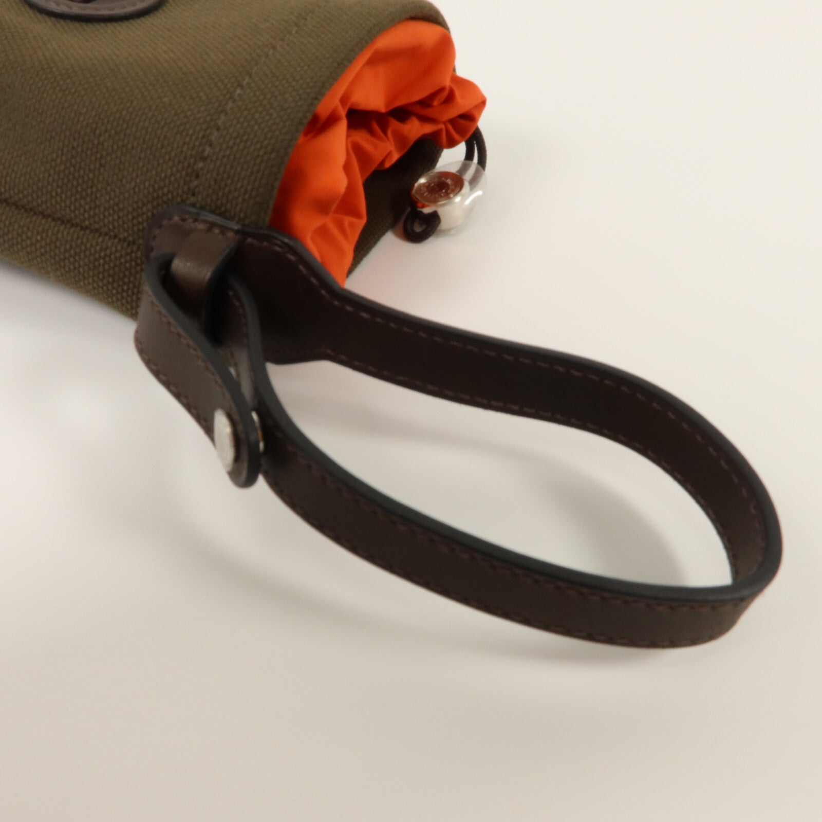 HERMES 帆布/Barenia皮革On The Go Pouch手拿包Kaki/Feu