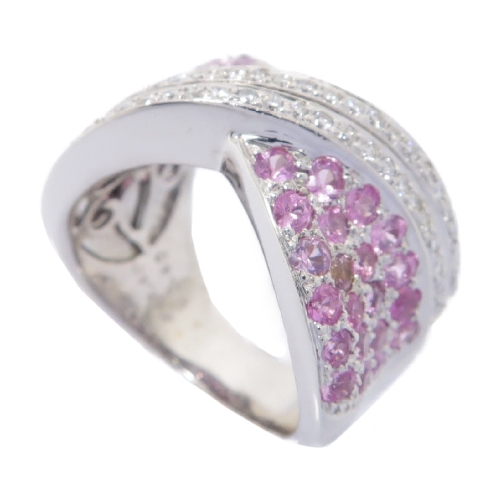 JEWELRY 18K白金Pink Sapphire Diamond Ring 2.40ct粉紅色藍寶石/0.40ct鑽石戒指US#7.25