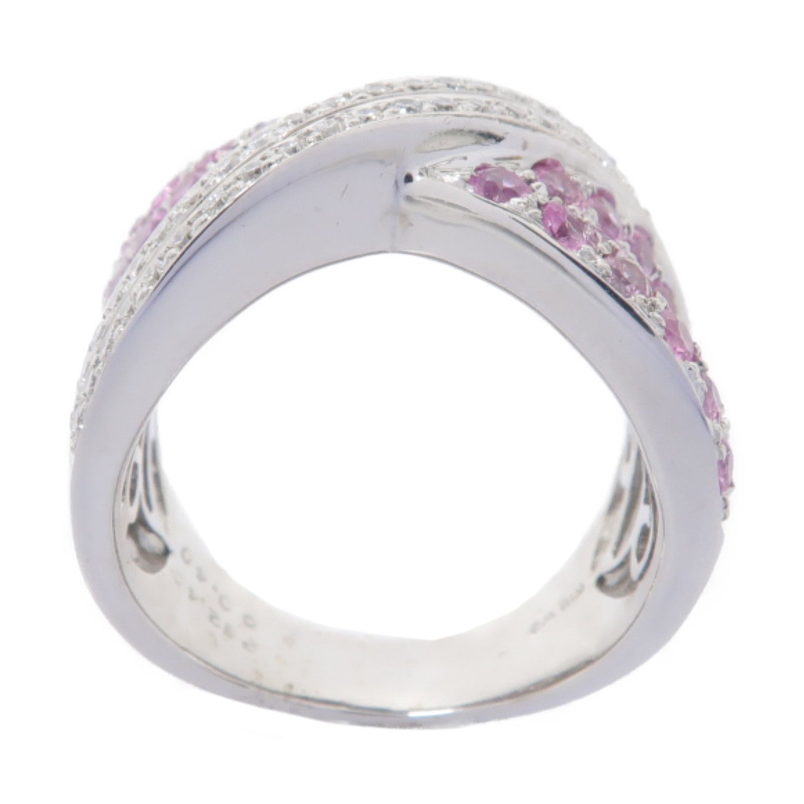 JEWELRY 18K白金Pink Sapphire Diamond Ring 2.40ct粉紅色藍寶石/0.40ct鑽石戒指US#7.25